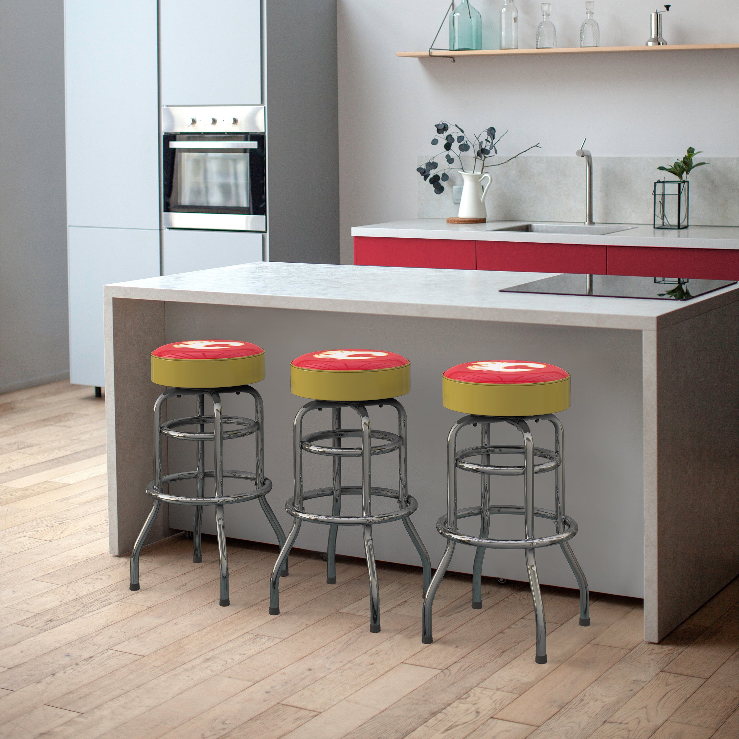 Calgary Flames Chrome Bar Stool