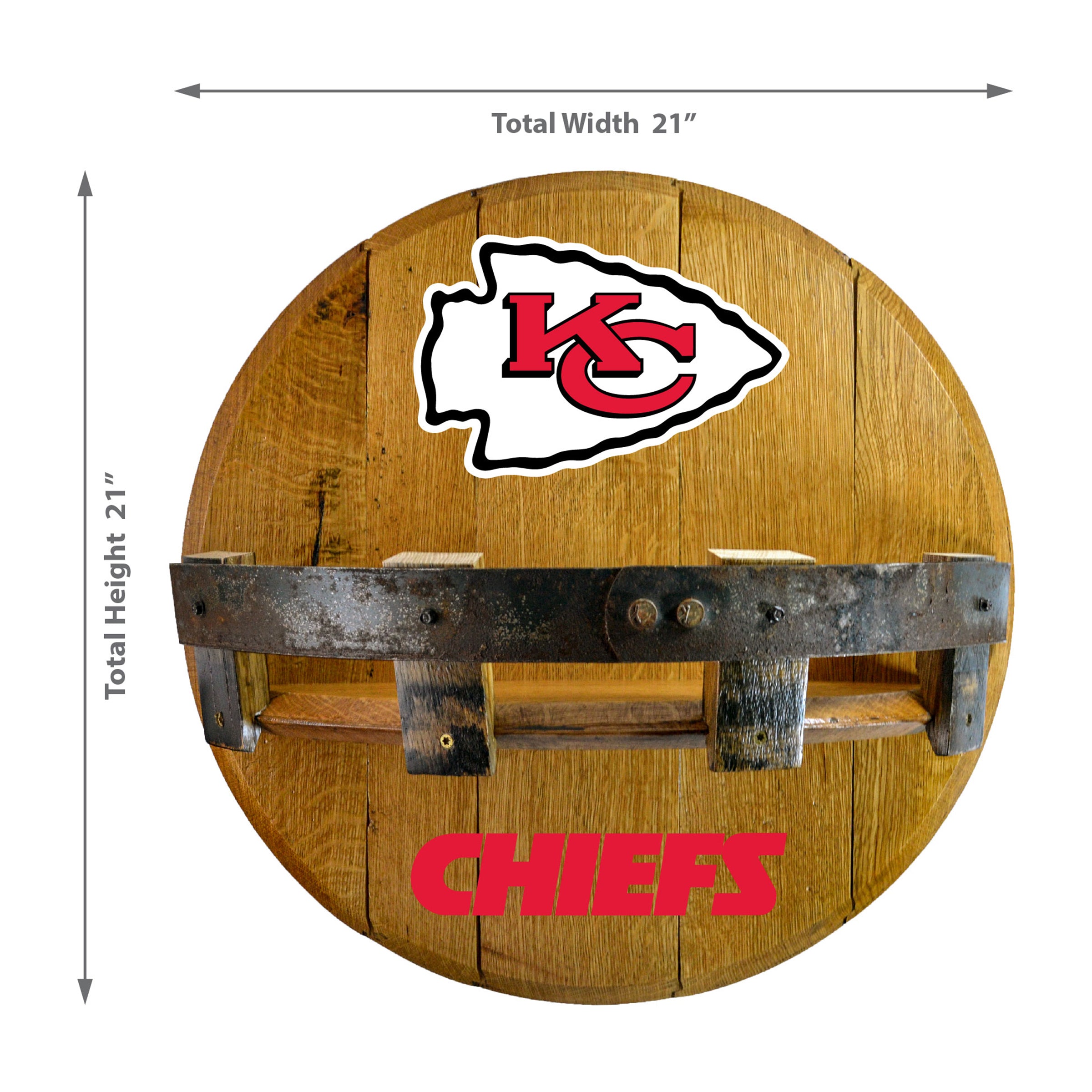 Kansas City Chiefs Oak Bar Shelf