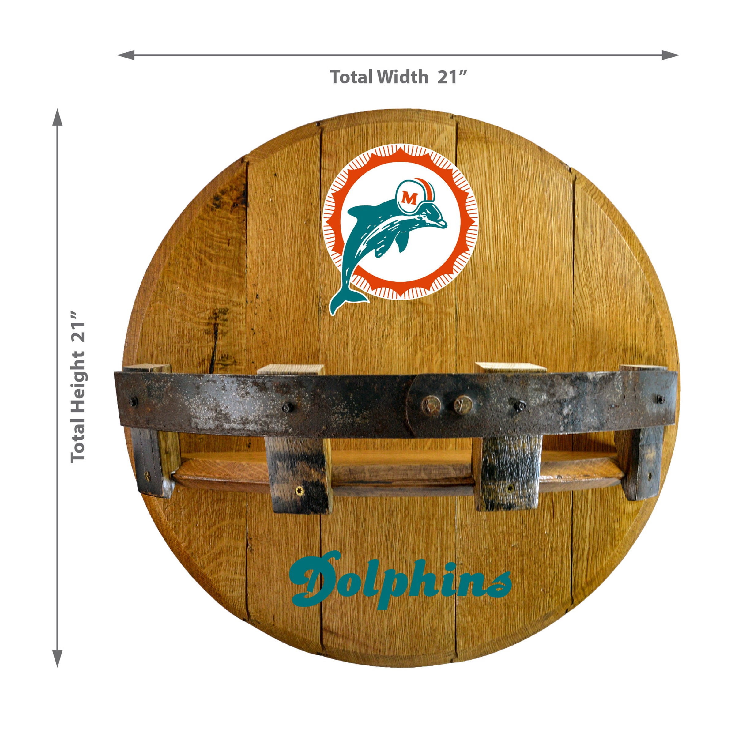 Miami Dolphins Oak Bar Shelf