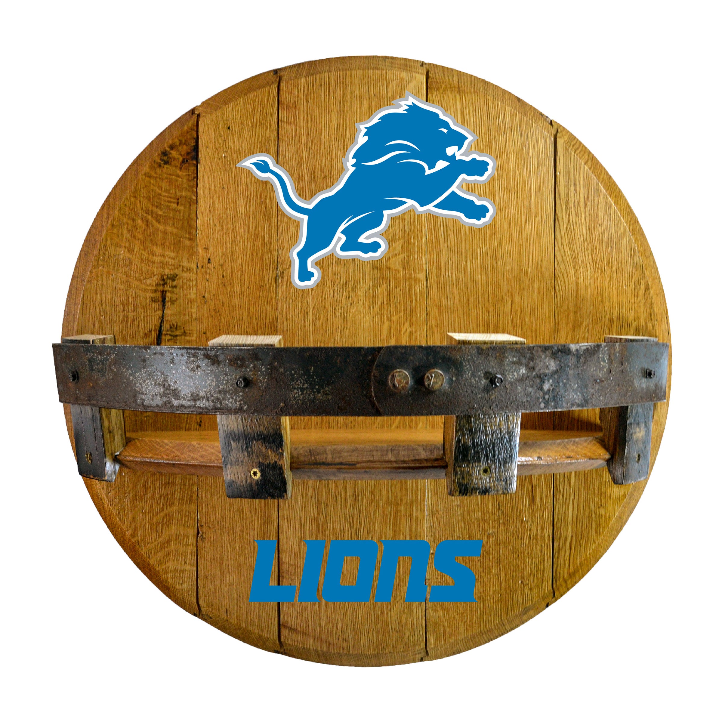 Detroit Lions Oak Bar Shelf