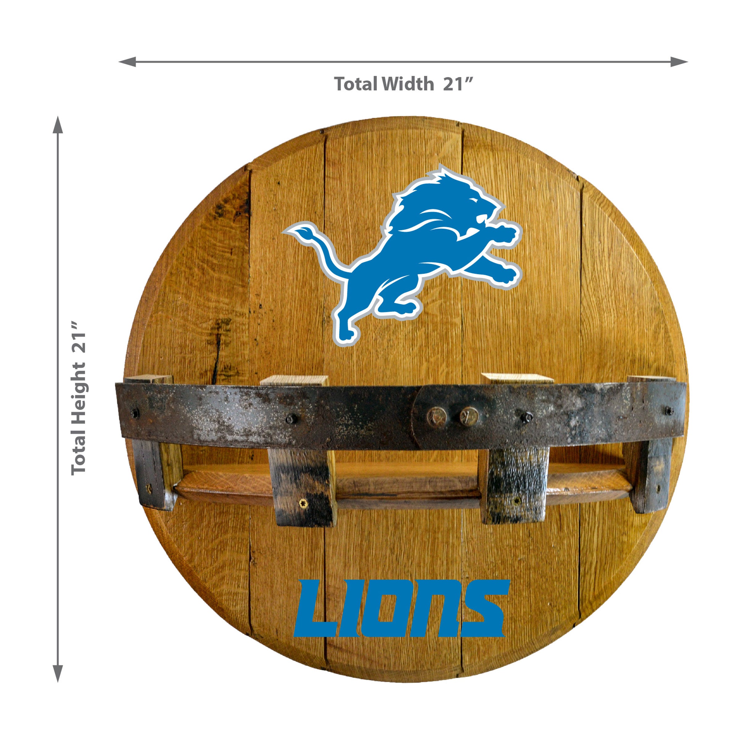 Detroit Lions Oak Bar Shelf