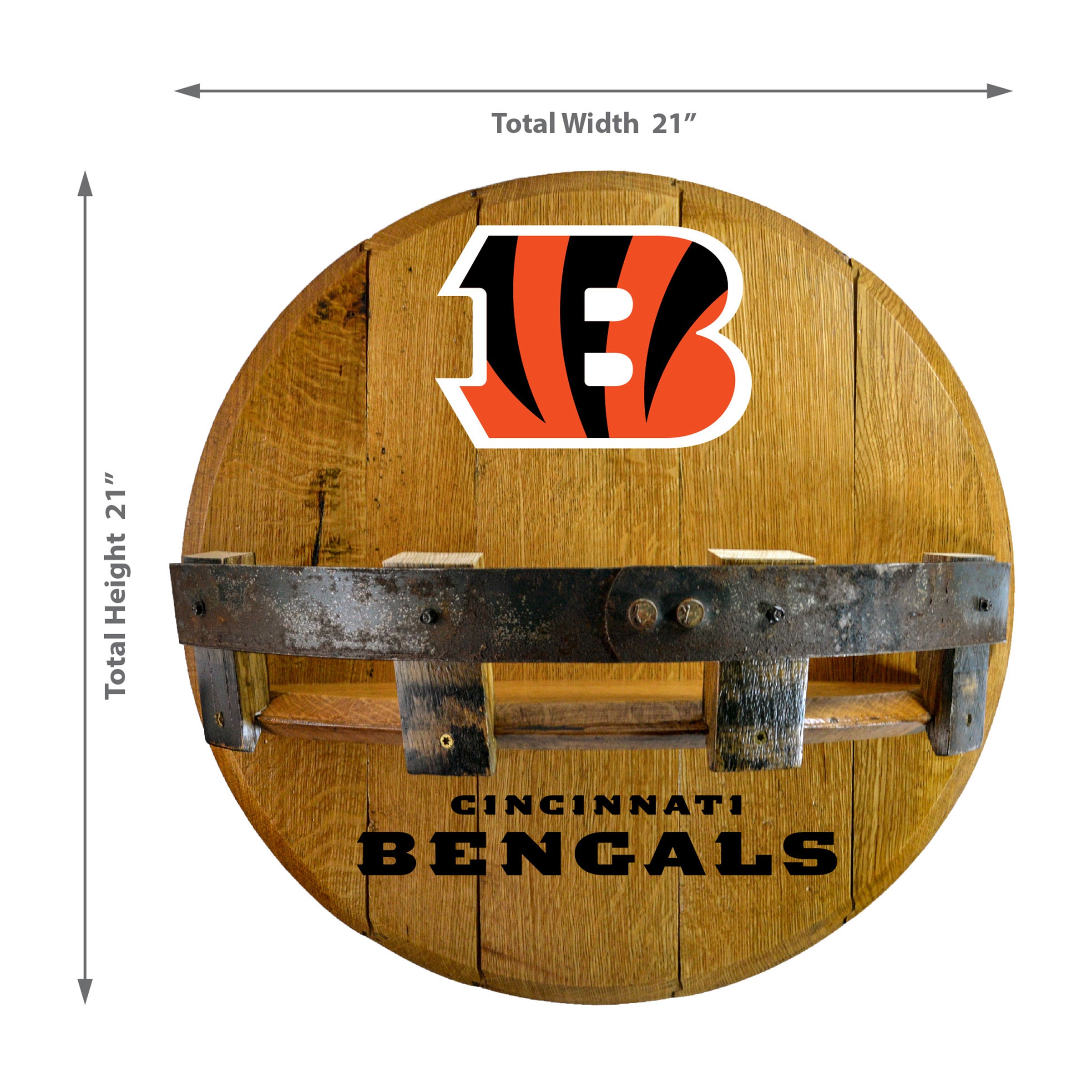 Cincinnati Bengals Oak Bar Shelf