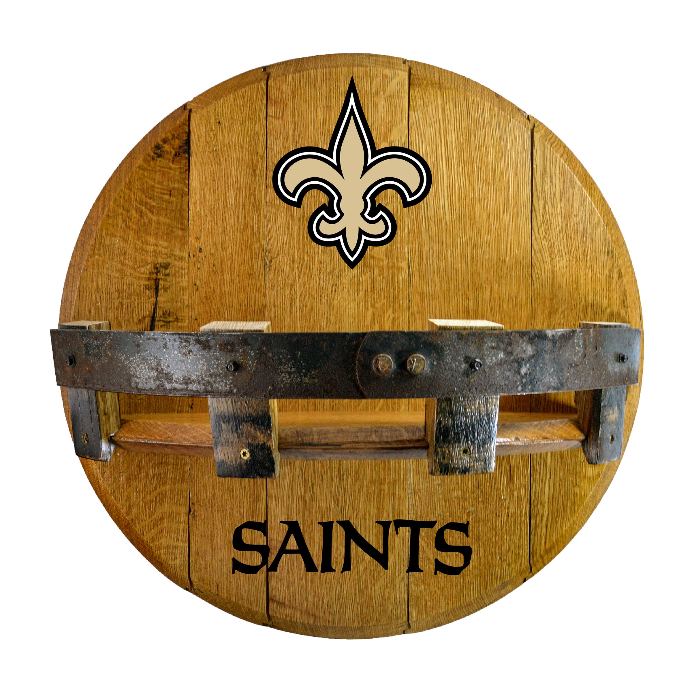 New Orleans Saints Oak Bar Shelf