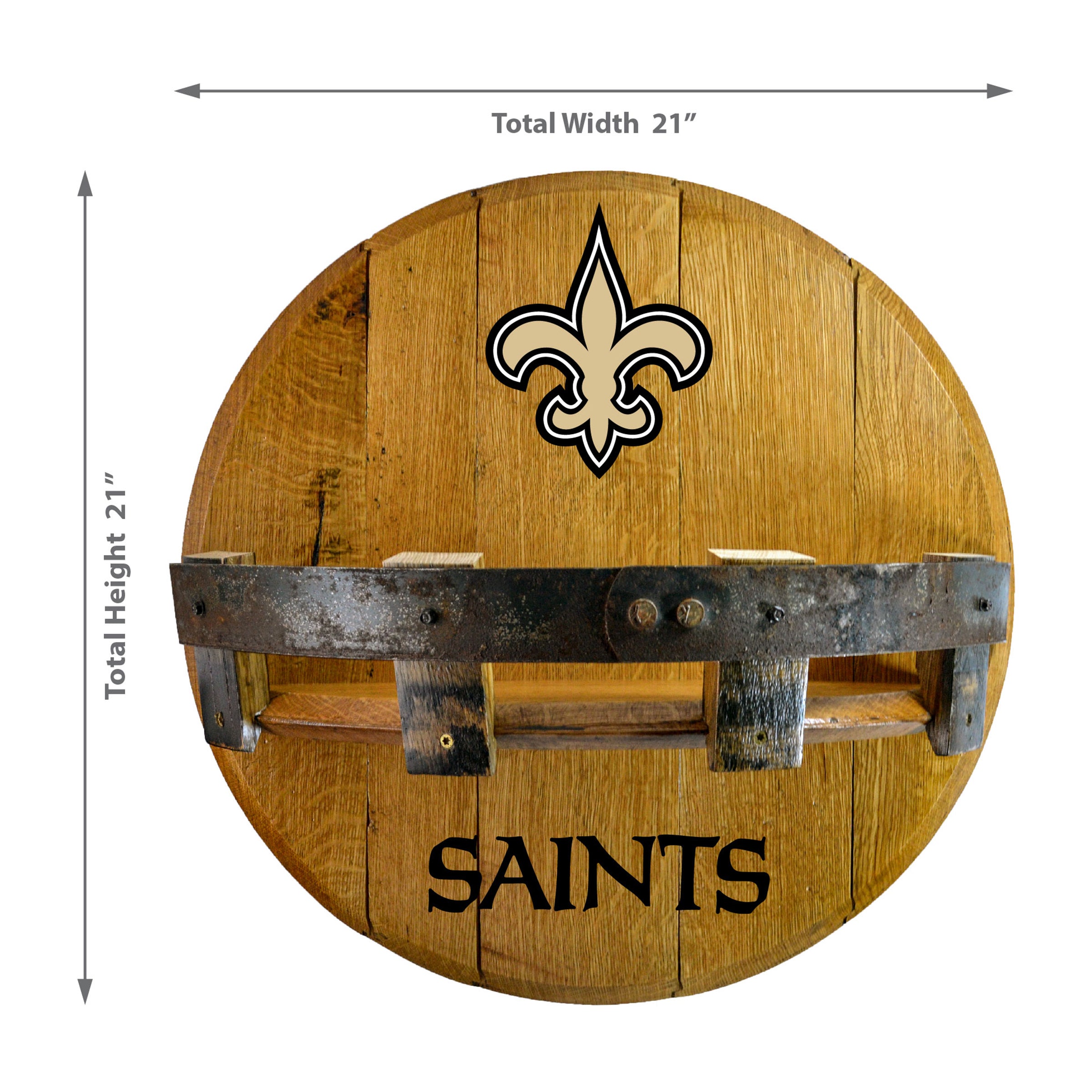 New Orleans Saints Oak Bar Shelf