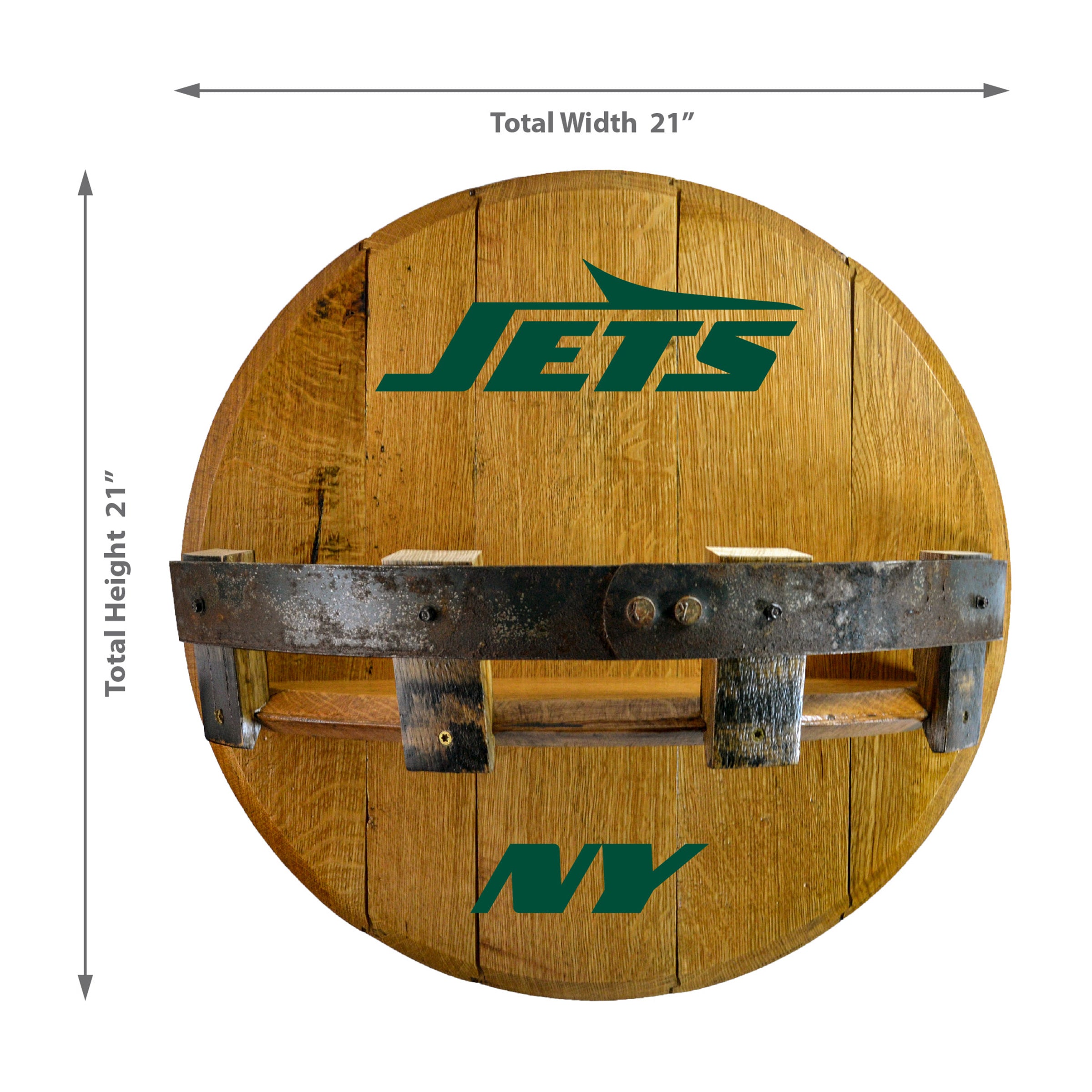 New York Jets Oak Bar Shelf