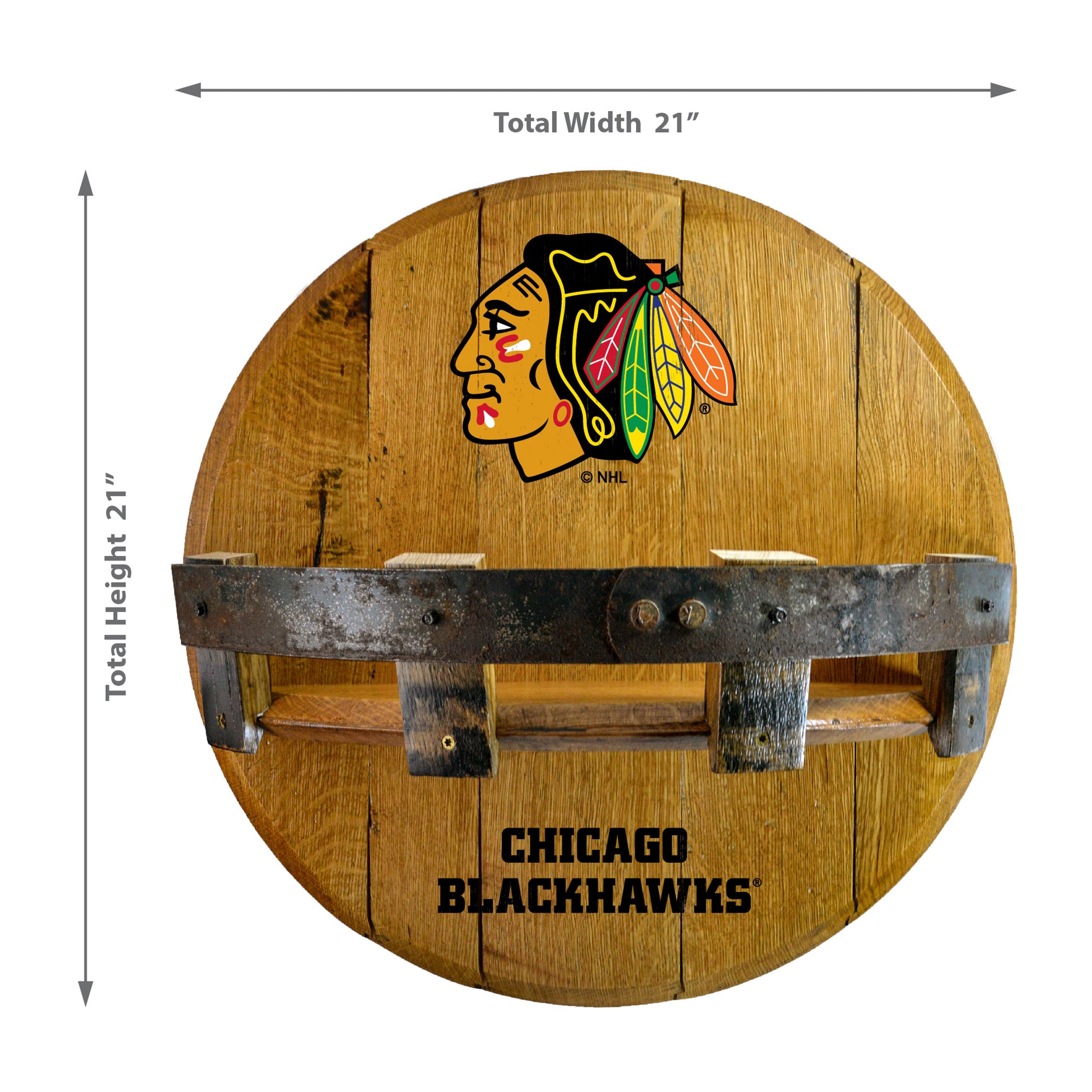 Chicago Blackhawks Oak Bar Shelf