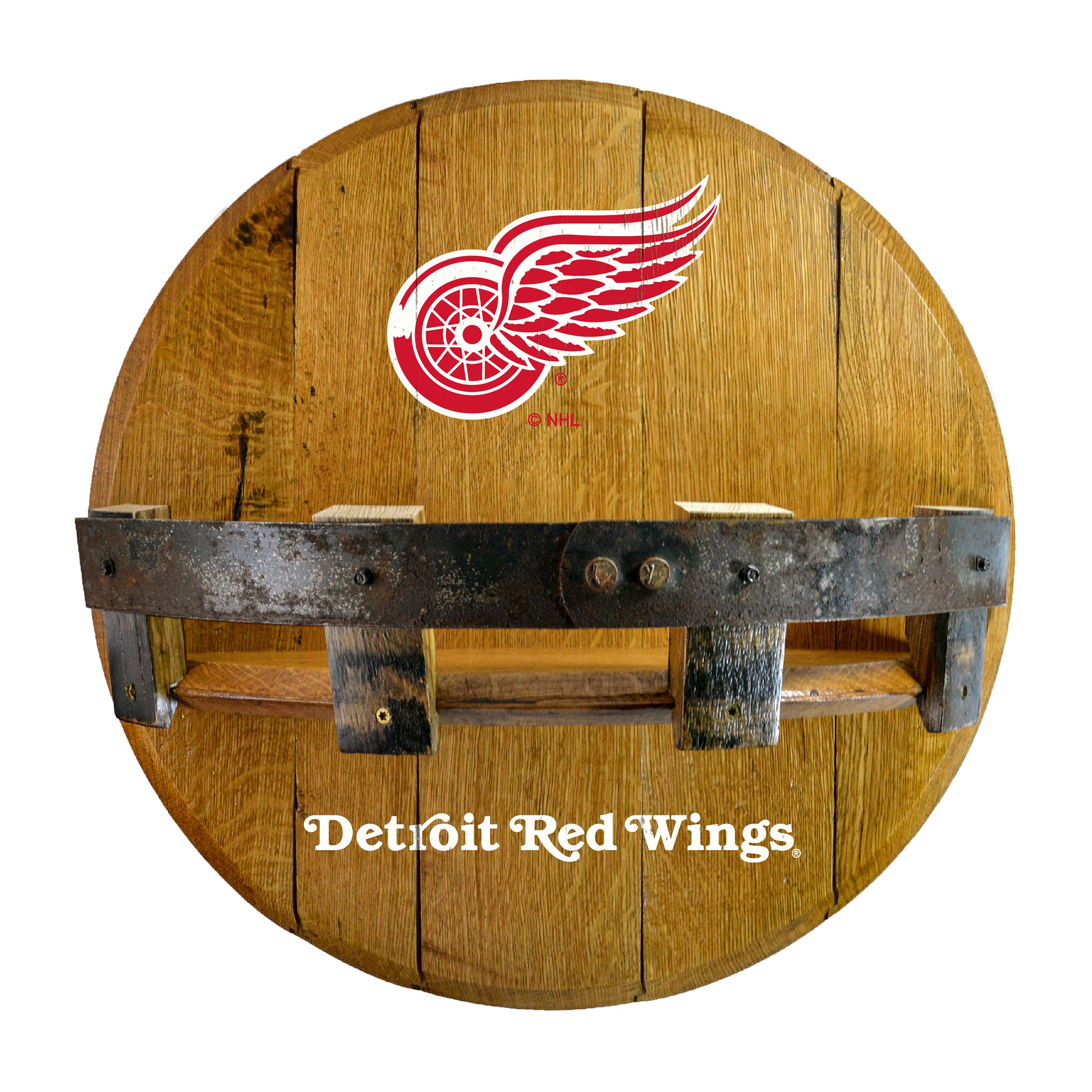 Detroit Red Wings Oak Bar Shelf