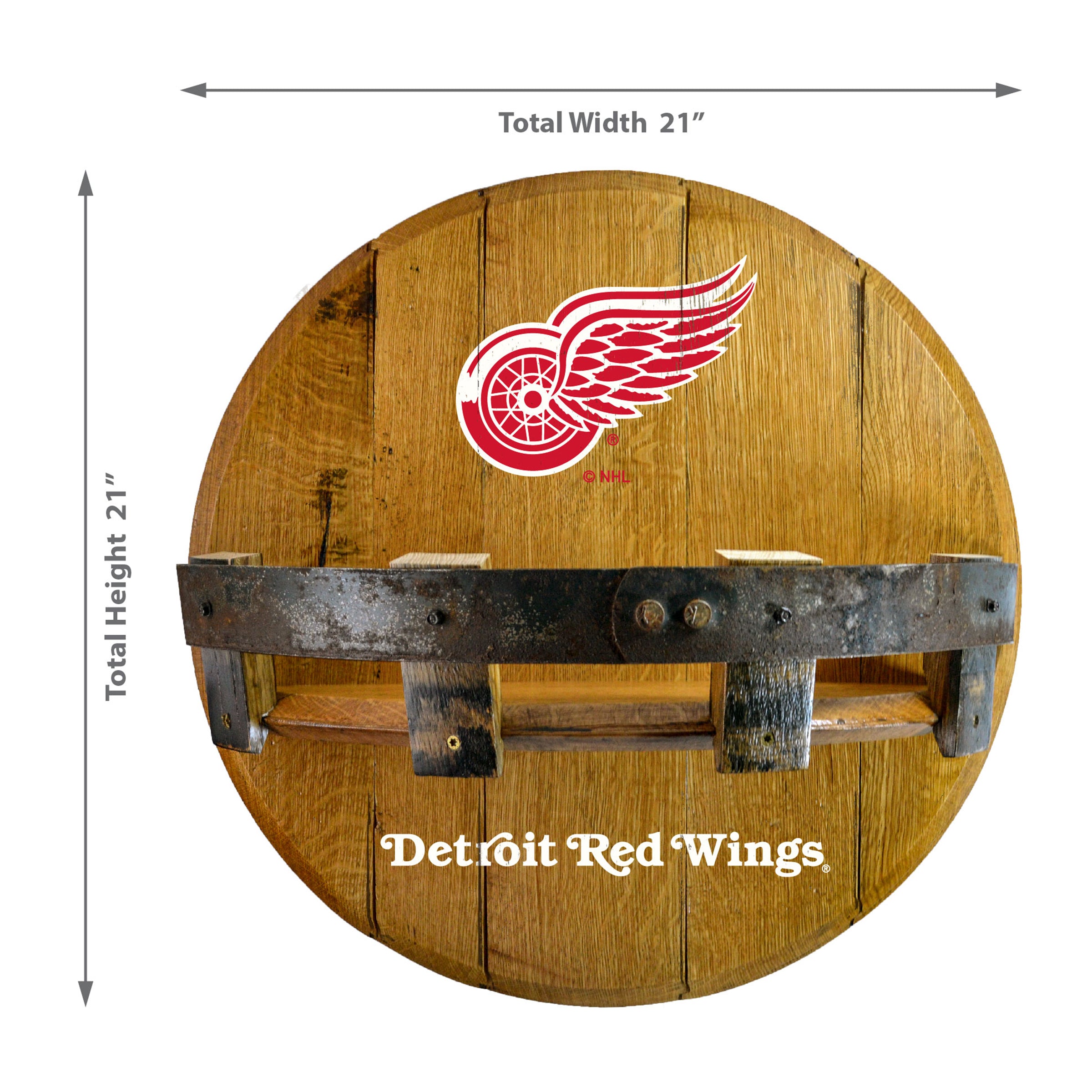 Detroit Red Wings Oak Bar Shelf