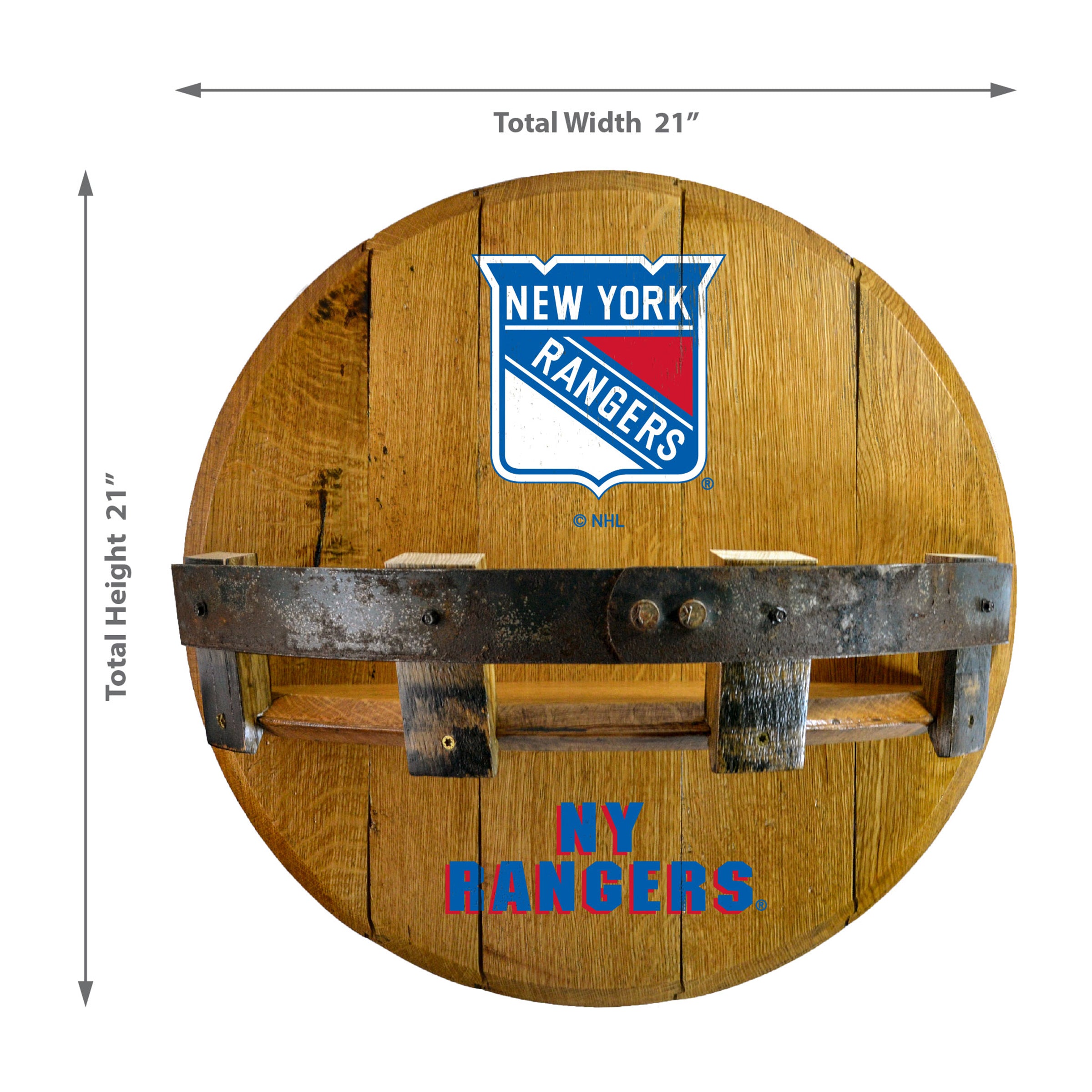 New York Rangers Oak Bar Shelf