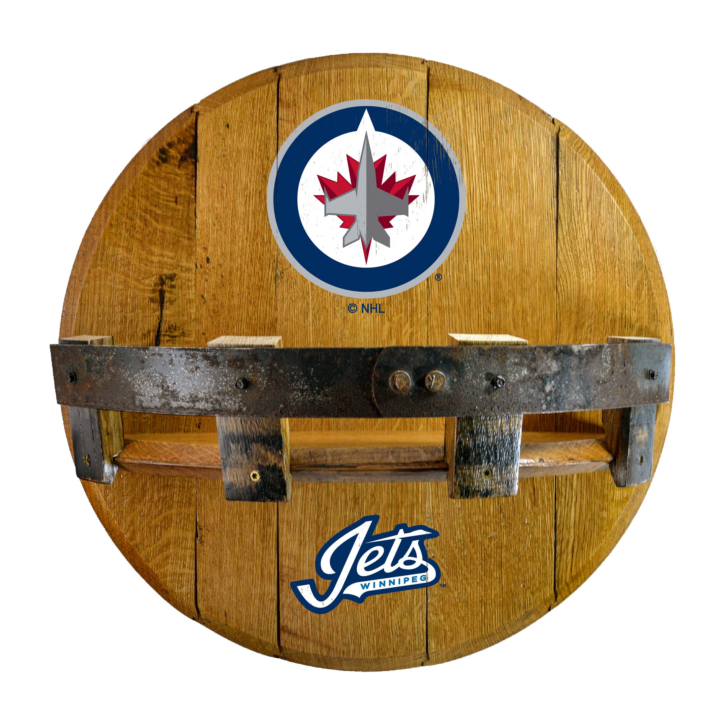 Winnipeg Jets Oak Bar Shelf