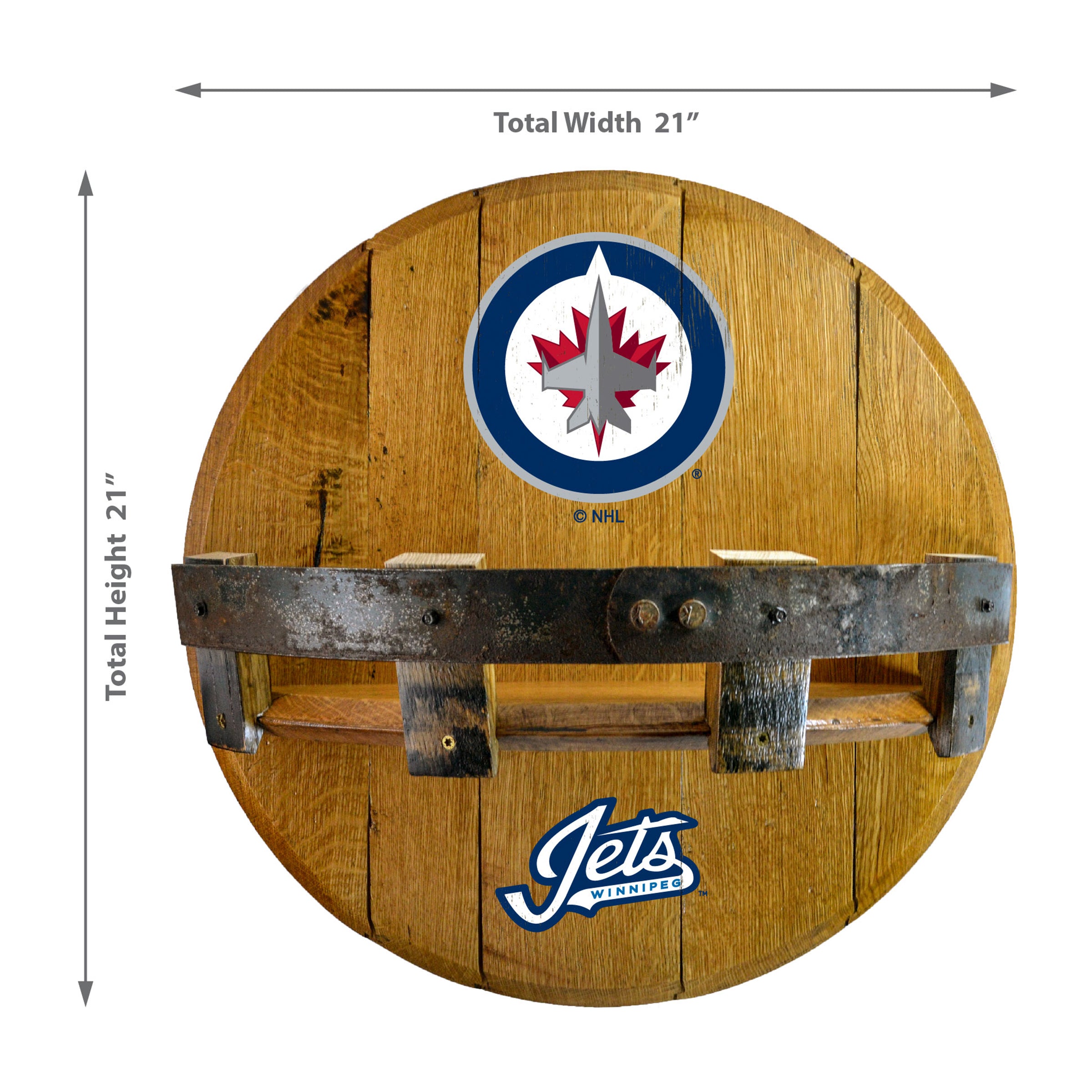 Winnipeg Jets Oak Bar Shelf