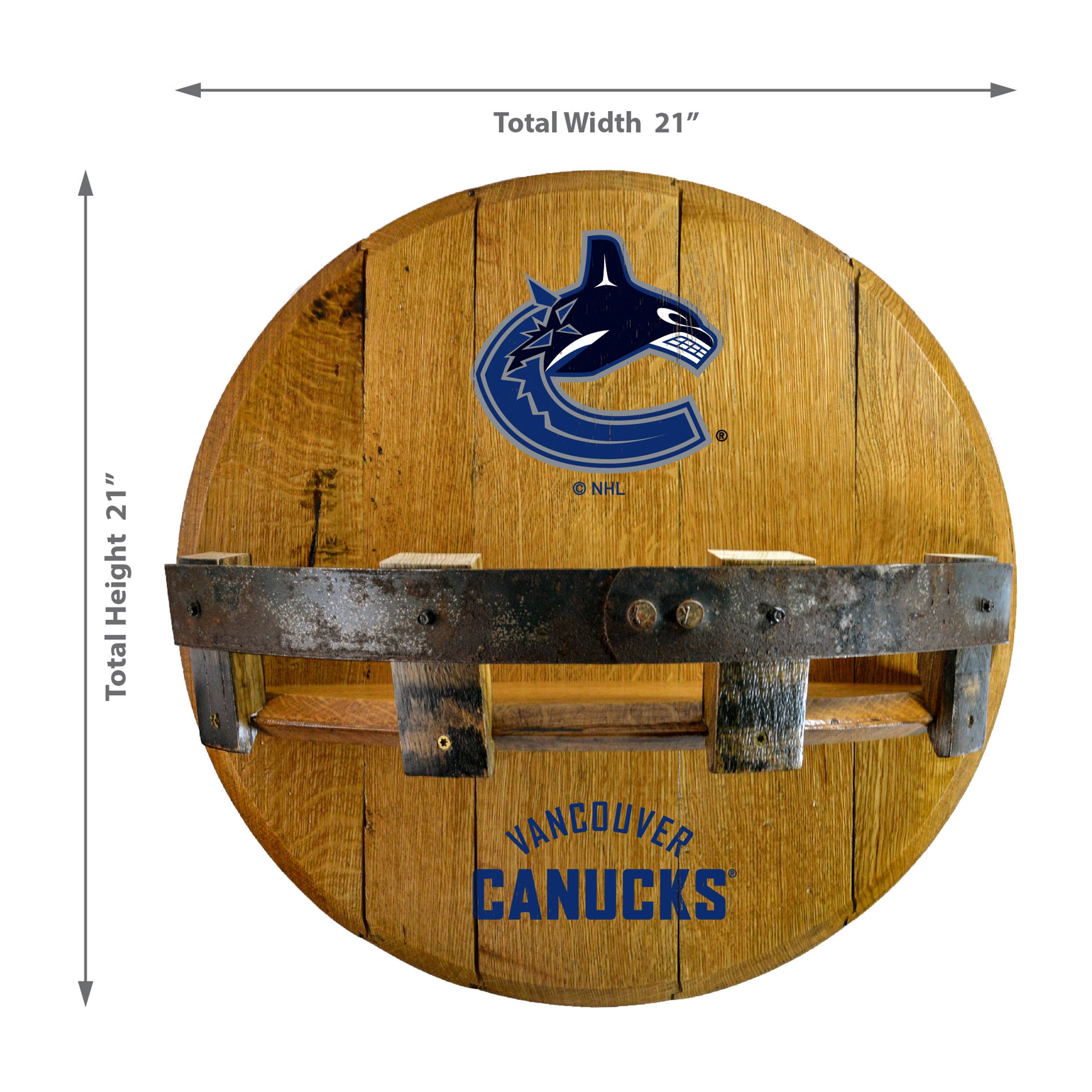 Vancouver Canucks Oak Bar Shelf