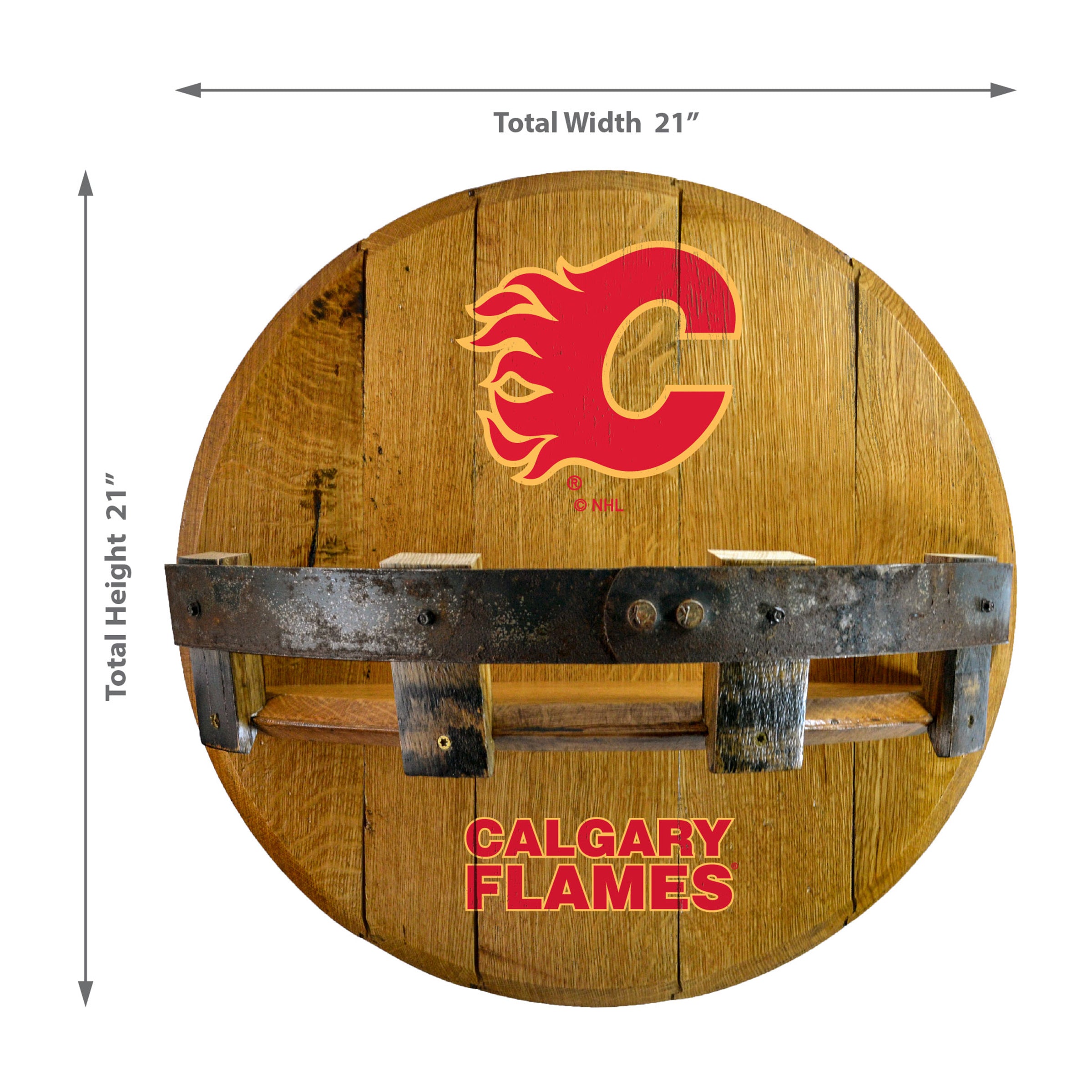 Calgary Flames Oak Bar Shelf