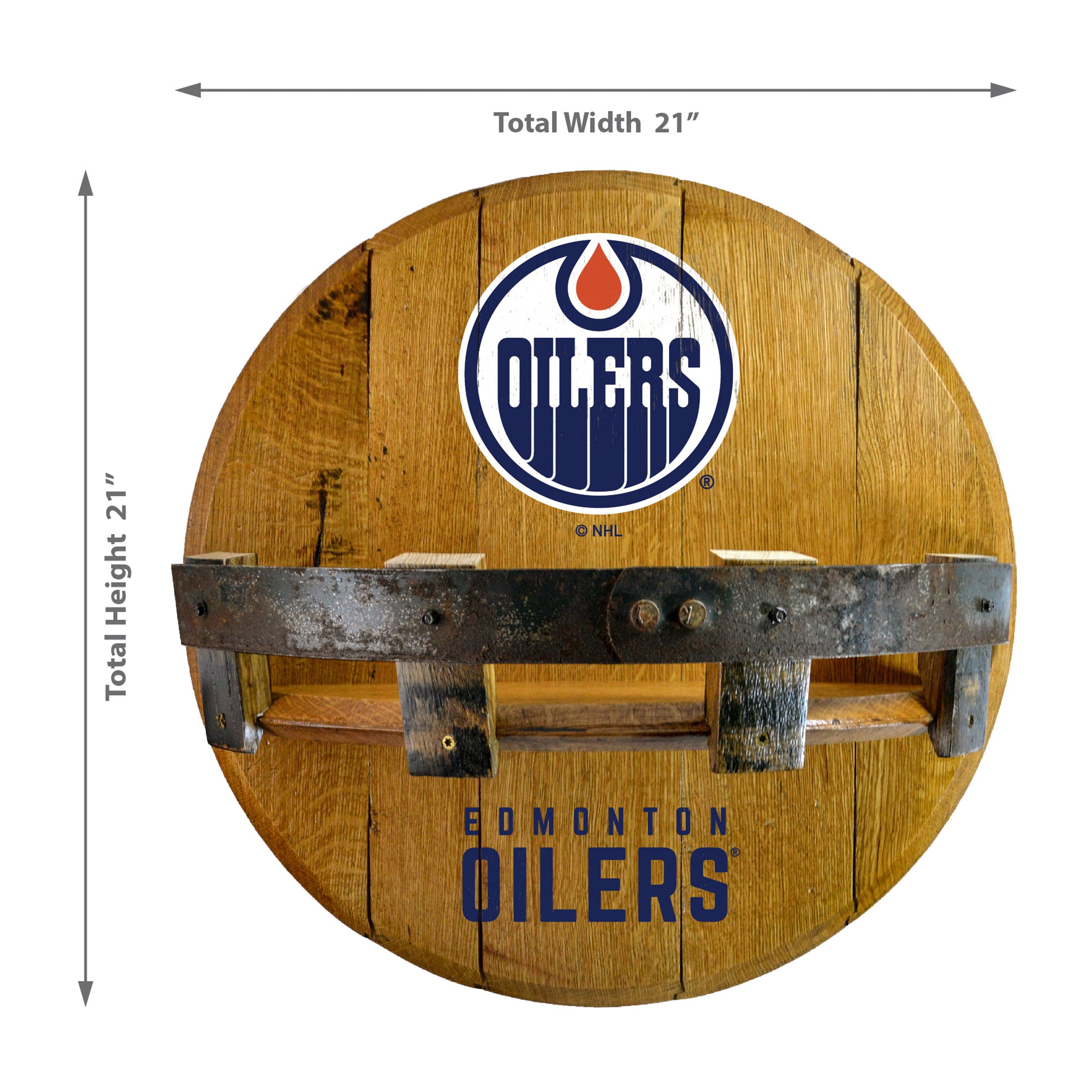 Edmonton Oilers Oak Bar Shelf