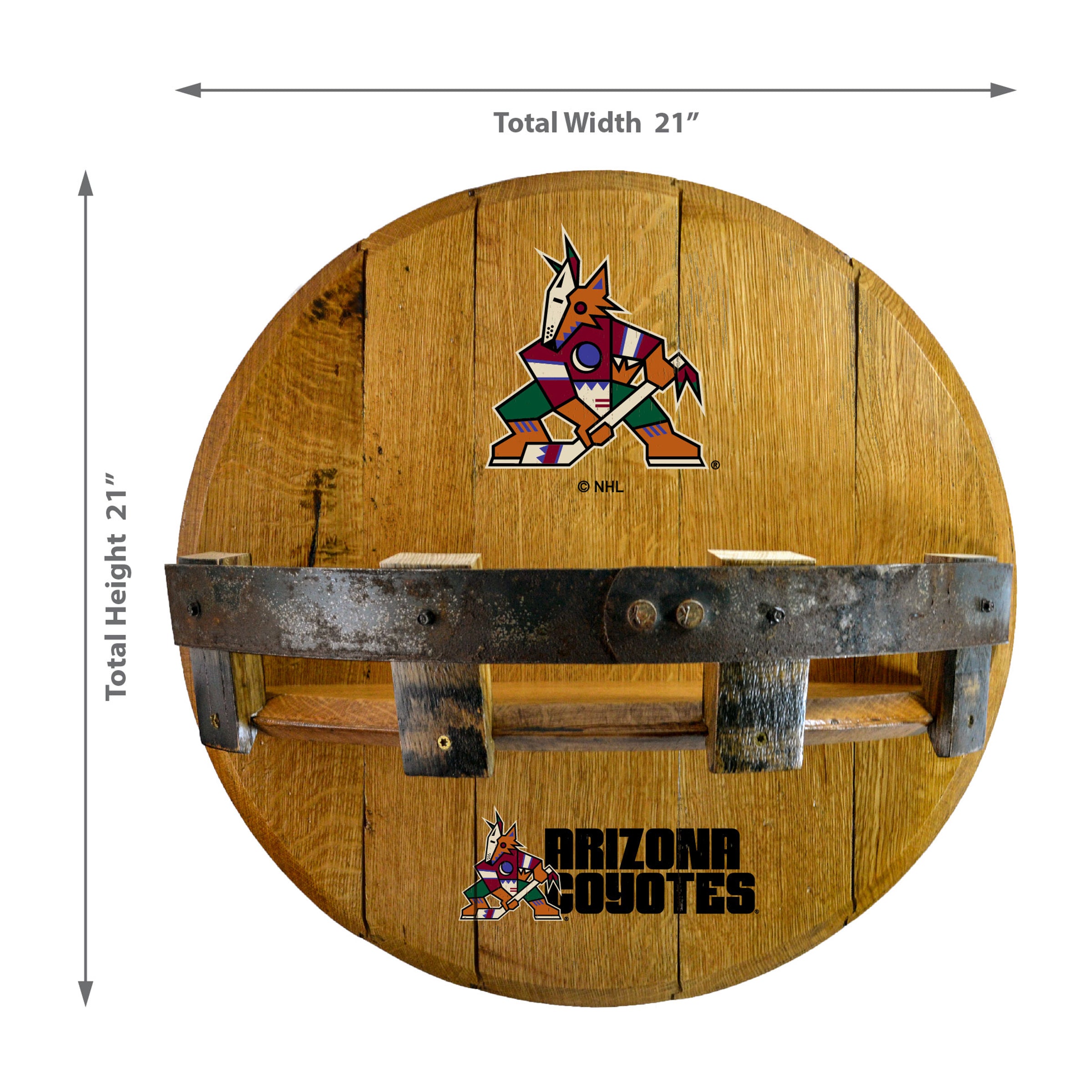 Arizona Coyotes Oak Bar Shelf