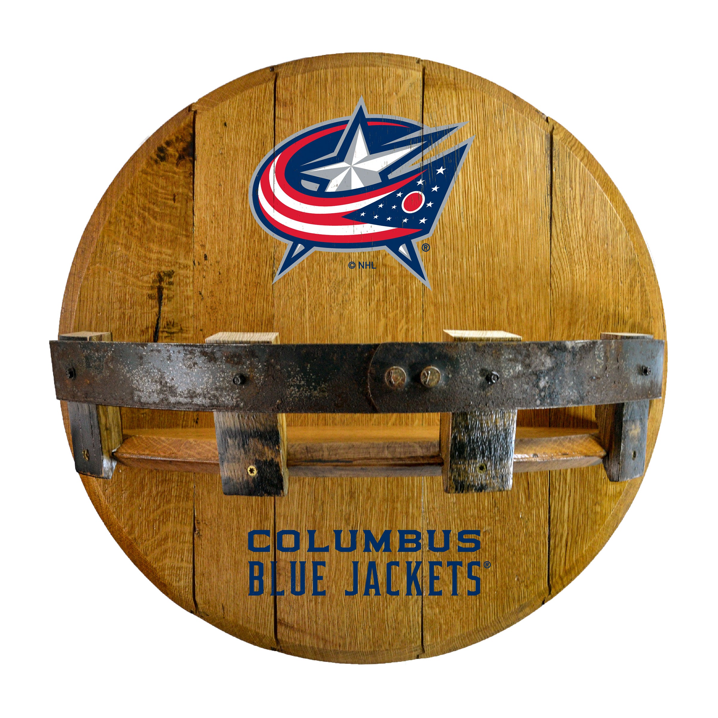 Columbus Blue Jackets Oak Bar Shelf