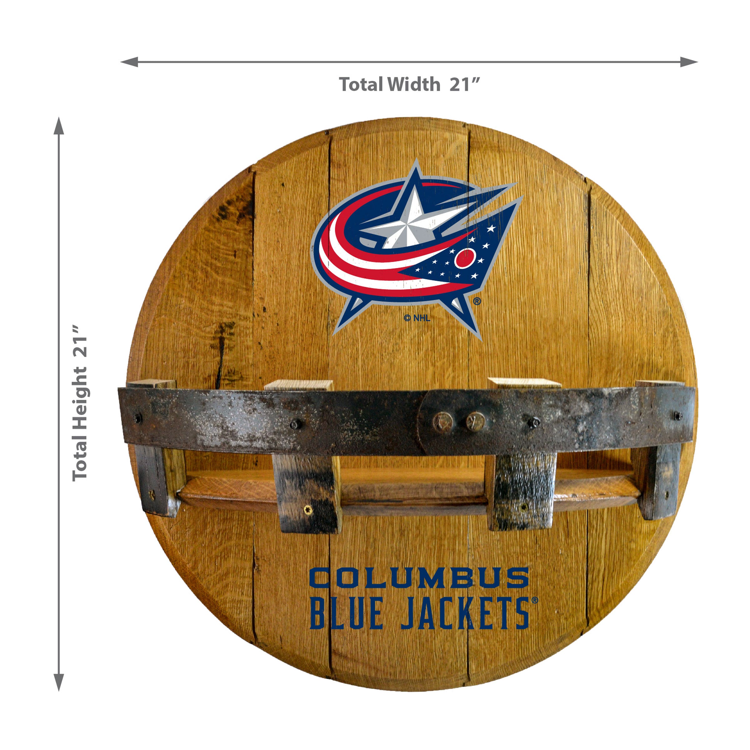 Columbus Blue Jackets Oak Bar Shelf