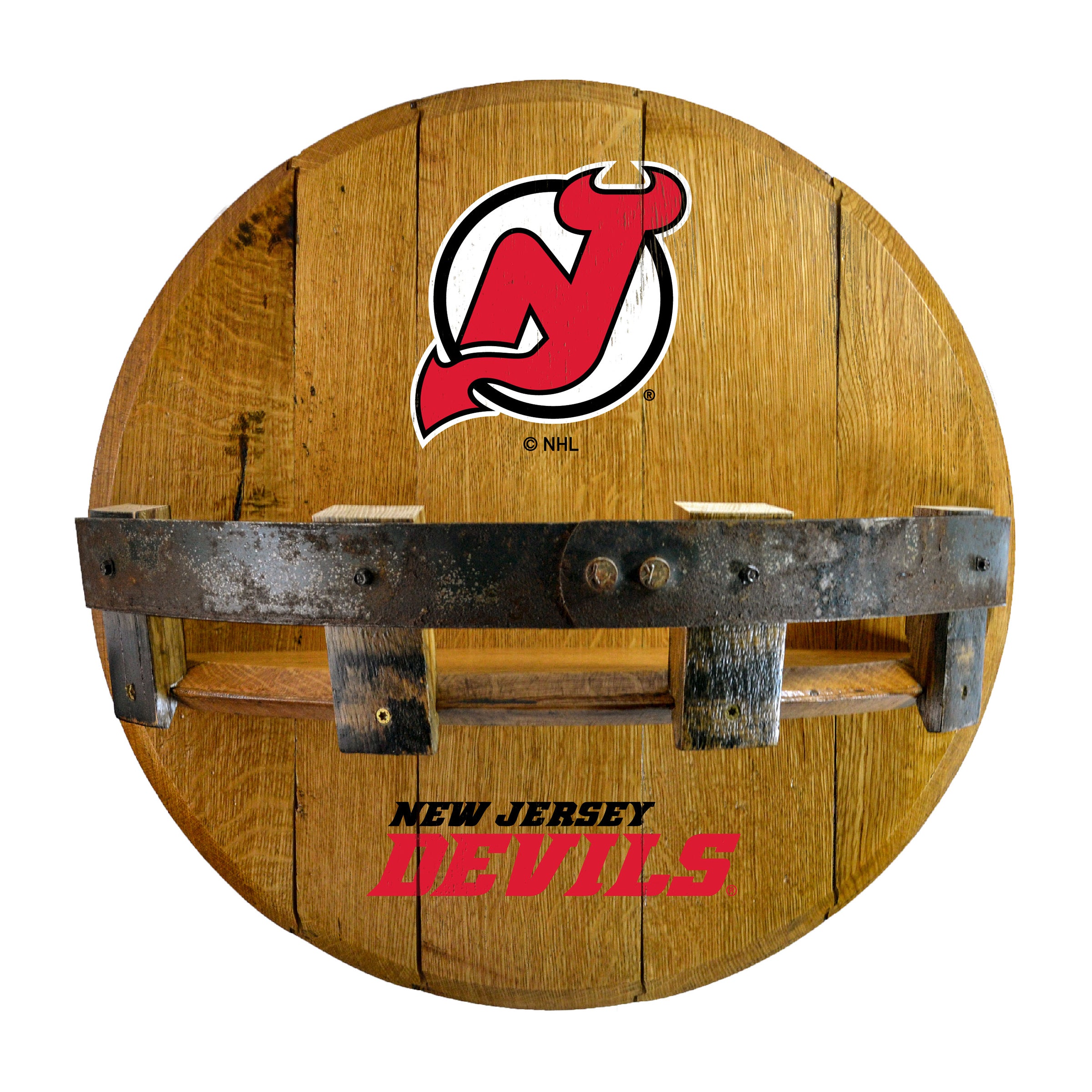 New Jersey Devils Oak Bar Shelf