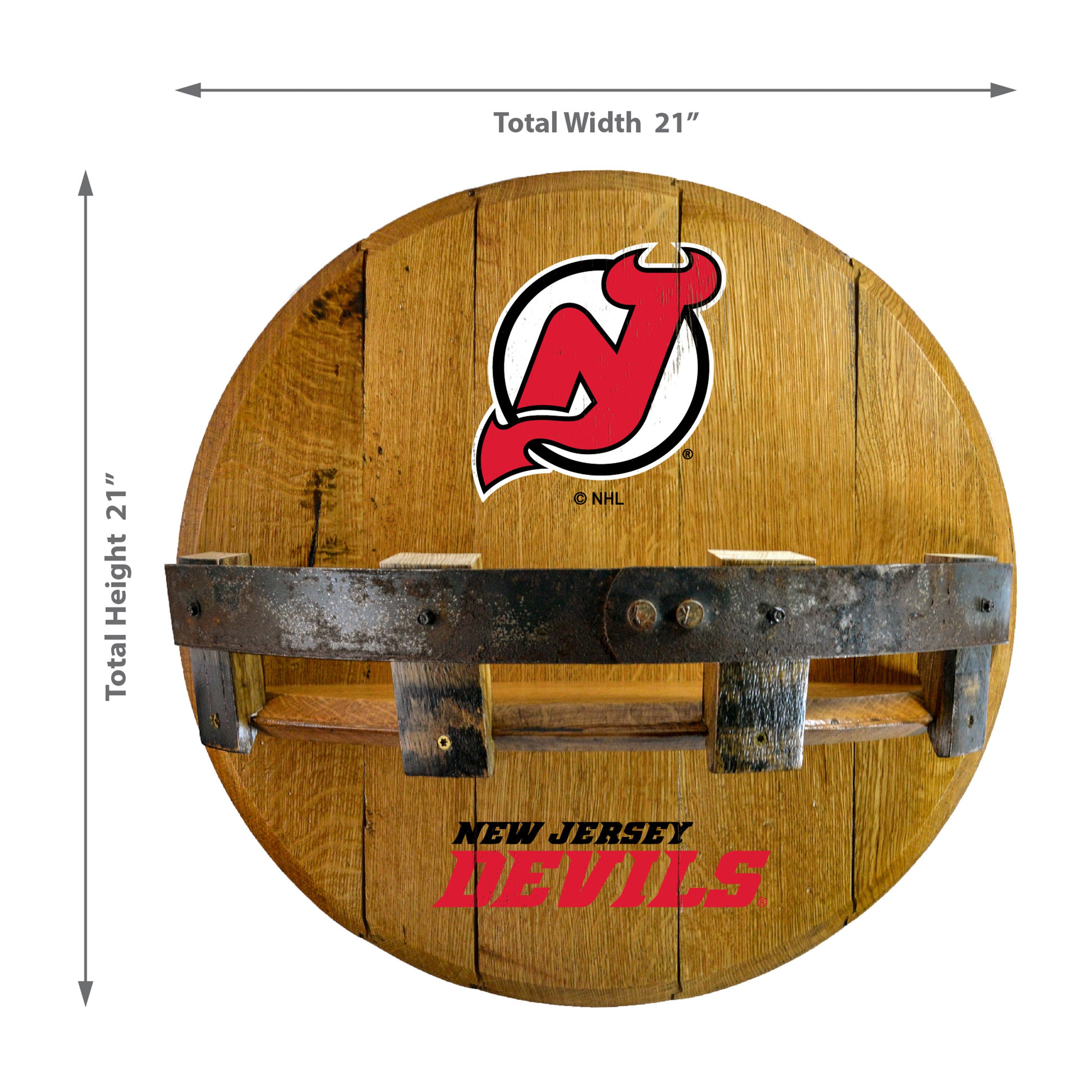 New Jersey Devils Oak Bar Shelf