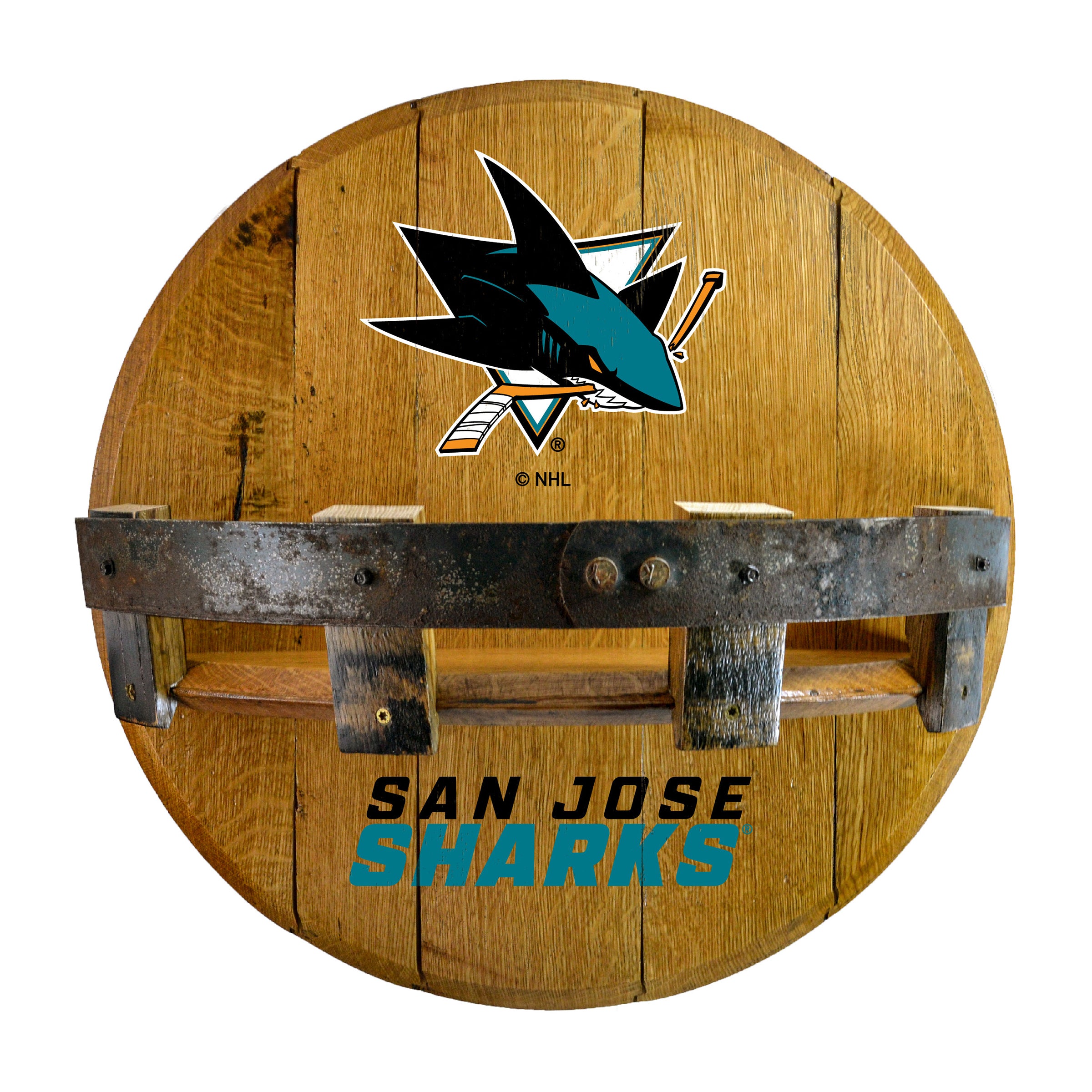 San Jose Sharks Oak Bar Shelf