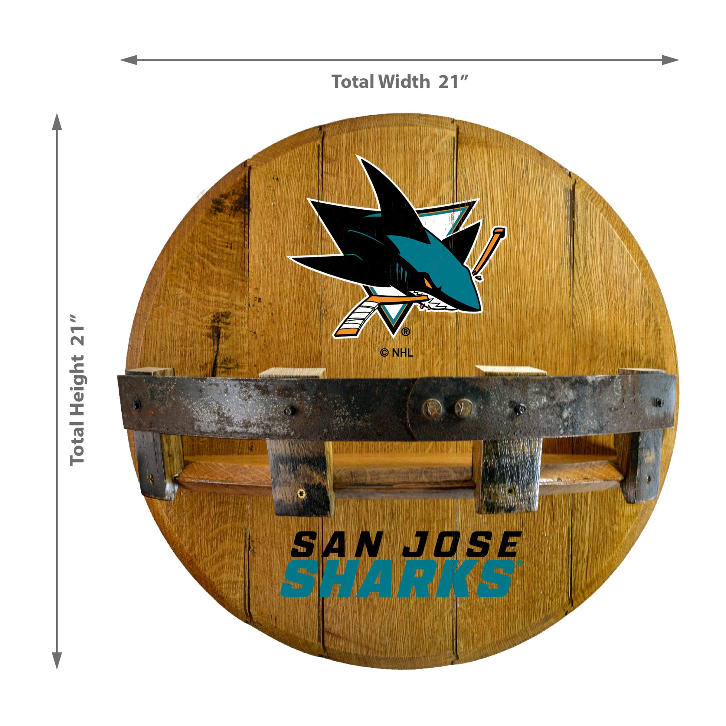 San Jose Sharks Oak Bar Shelf