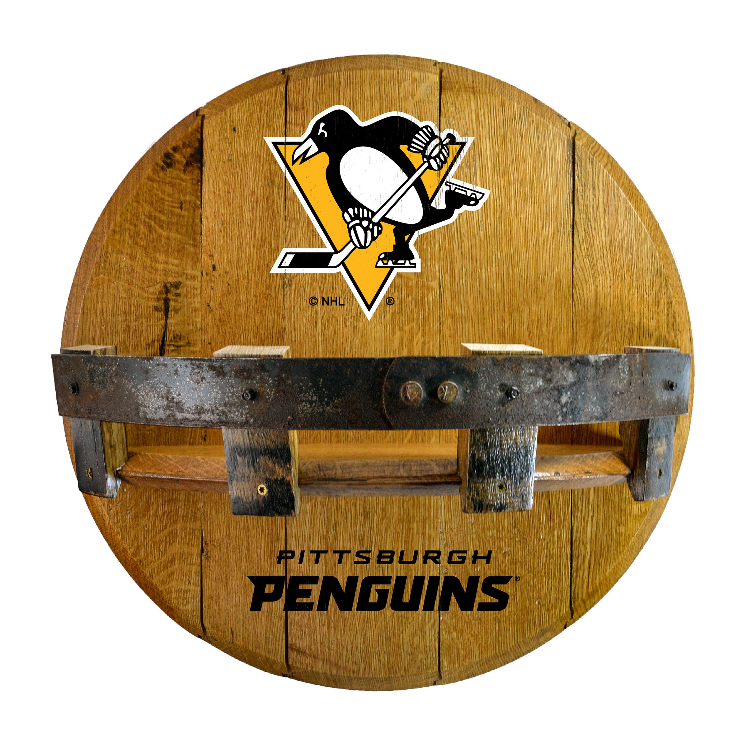 Pittsburgh Penguins Oak Bar Shelf