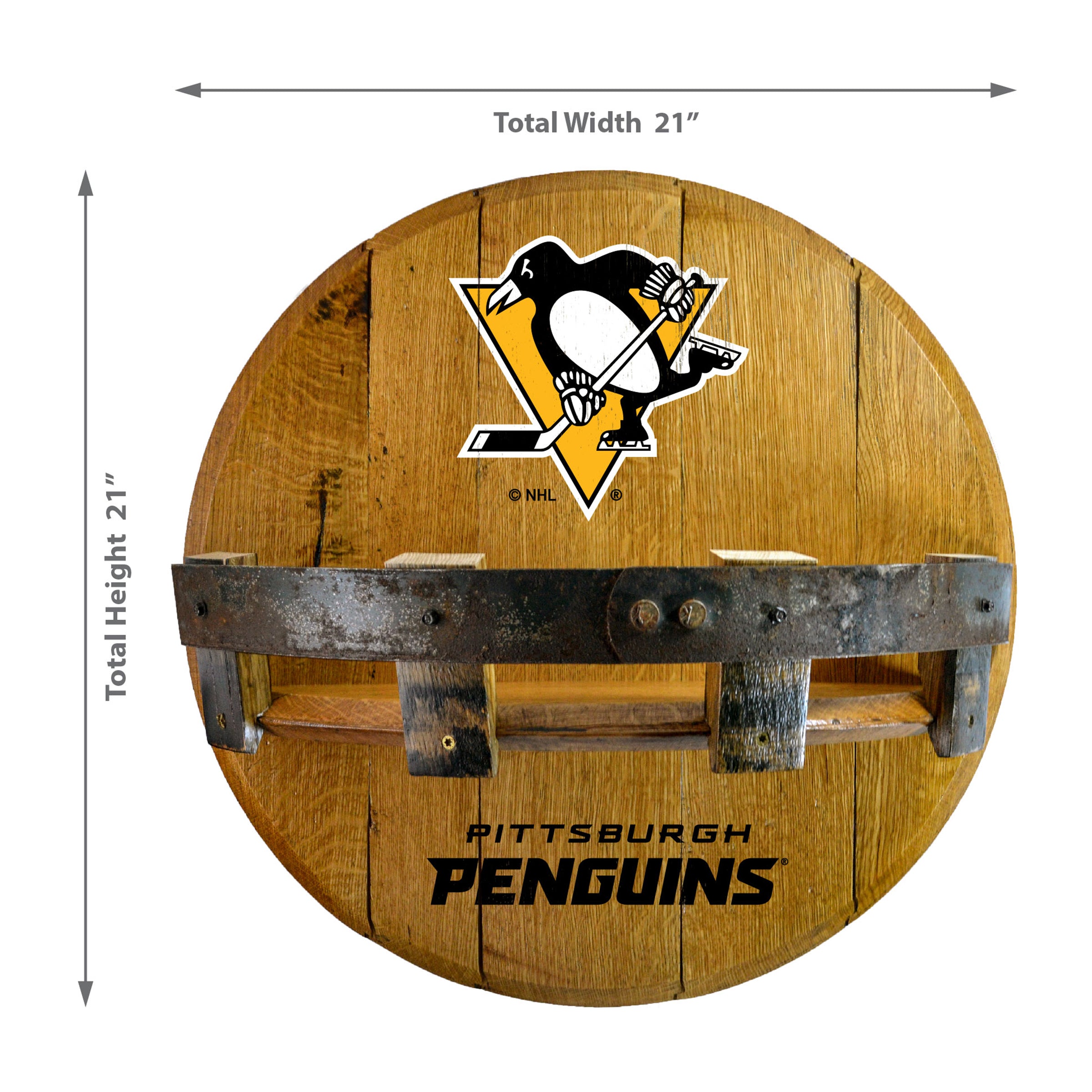 Pittsburgh Penguins Oak Bar Shelf