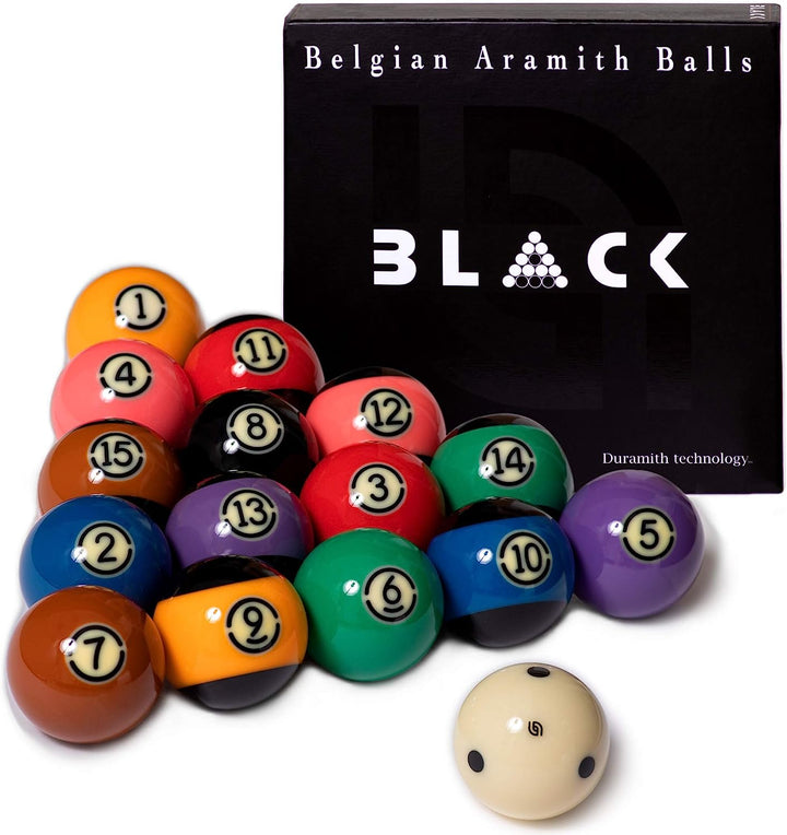 Aramith Tournament Black TV Billiard Pool Ball Set 2 1/4"