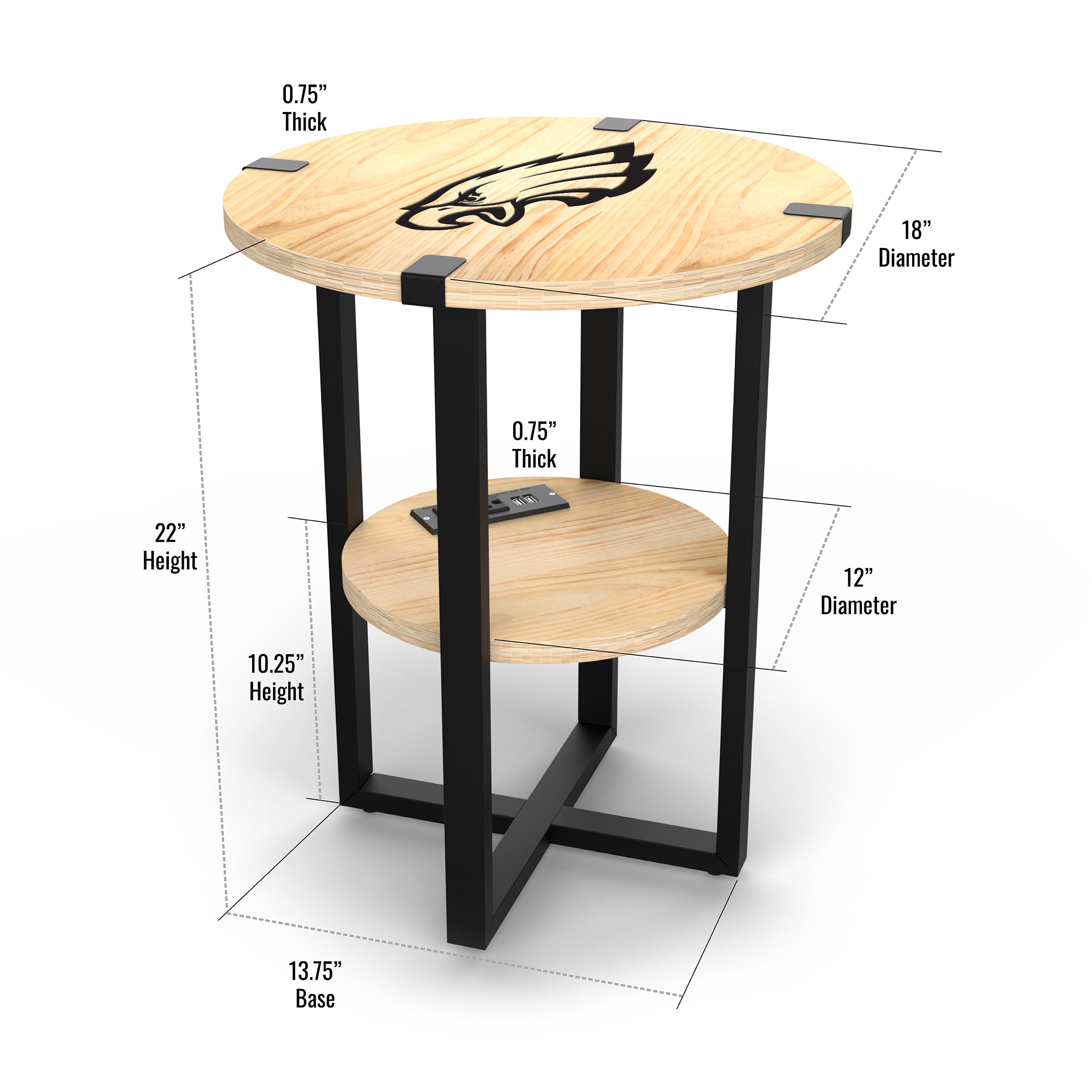 Philadelphia Eagles Side table with Charger