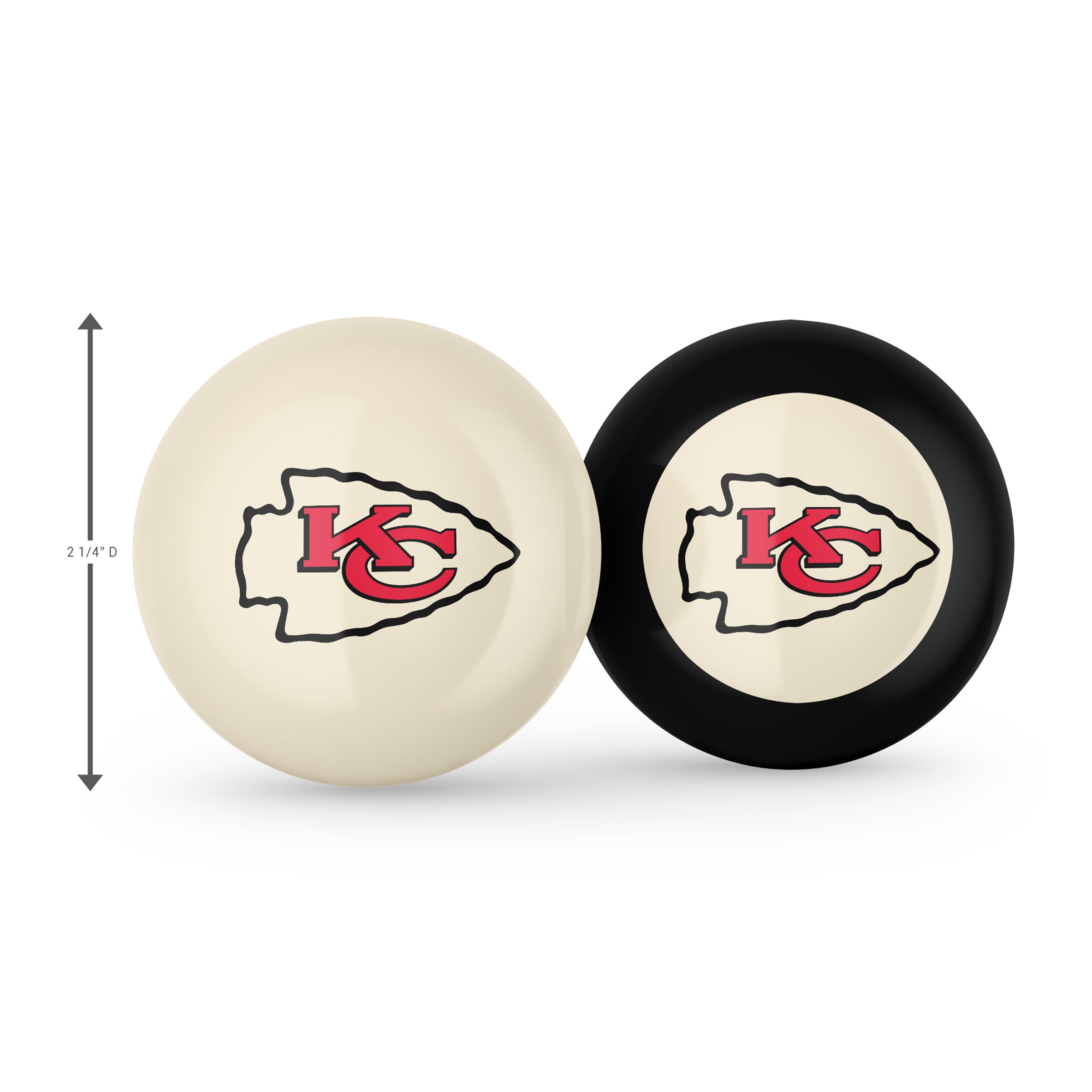 Kansas City Chiefs Logo Cue Ball & 8 Ball