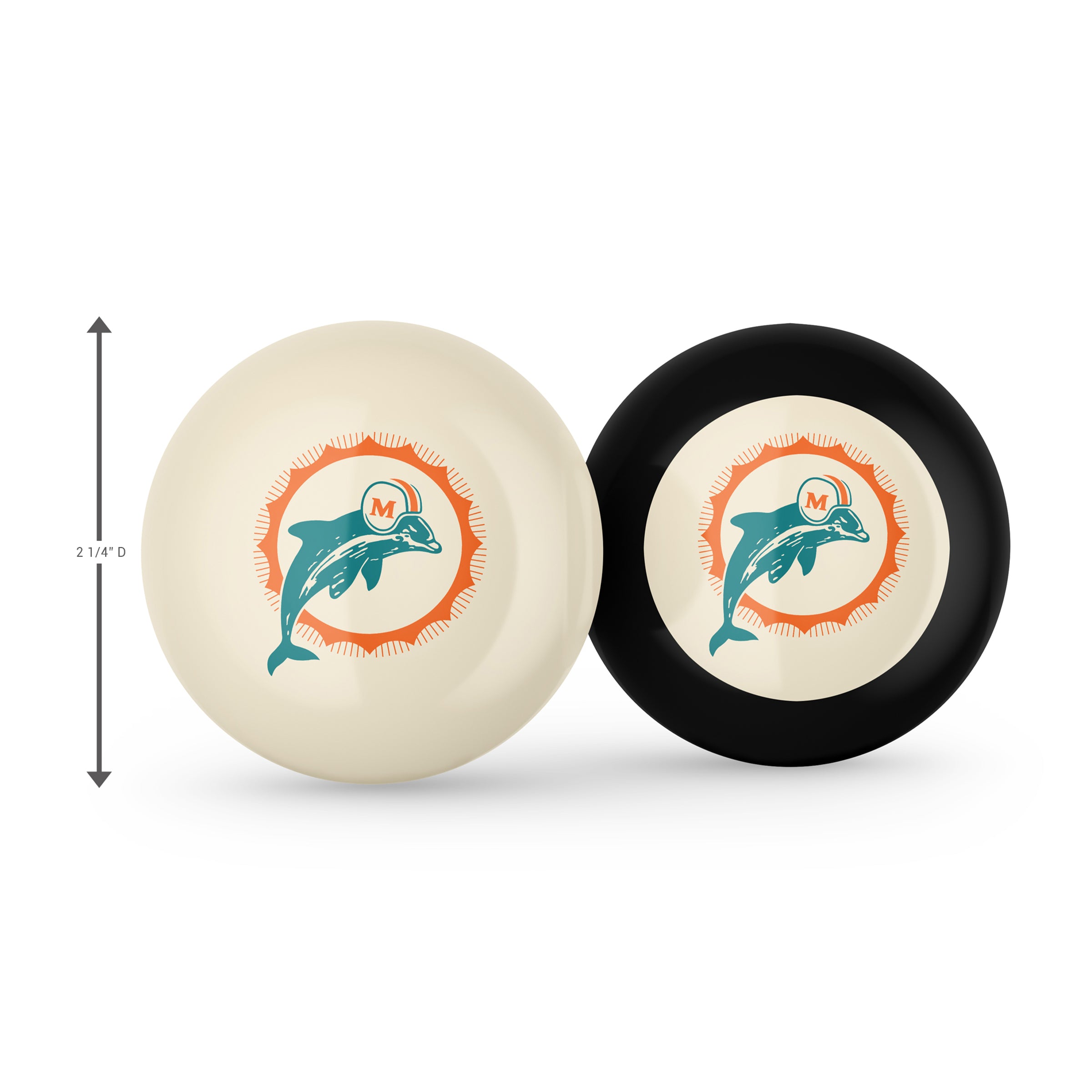 Miami Dolphins Logo Cue Ball & 8 Ball