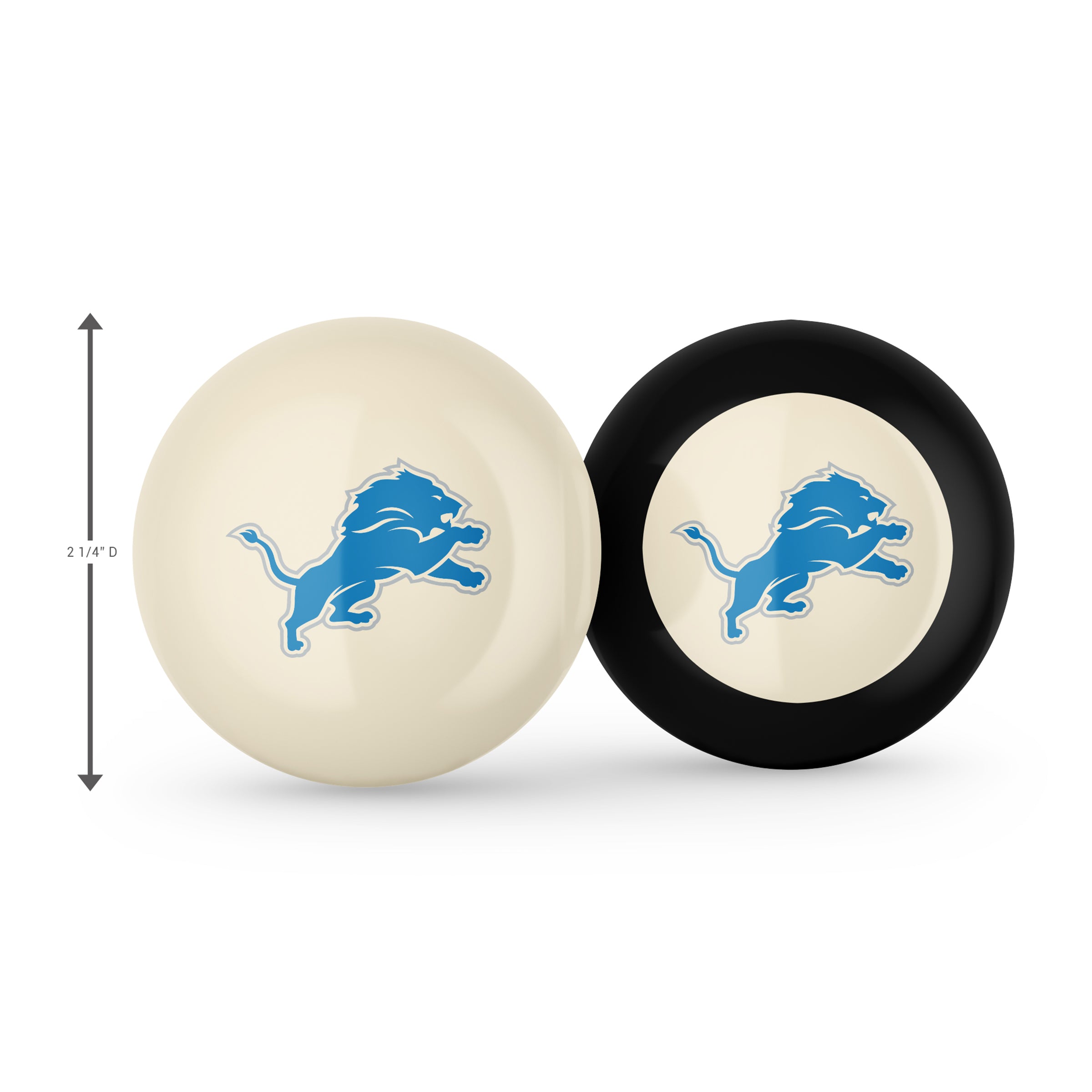 Detroit Lions Logo Cue Ball & 8 Ball