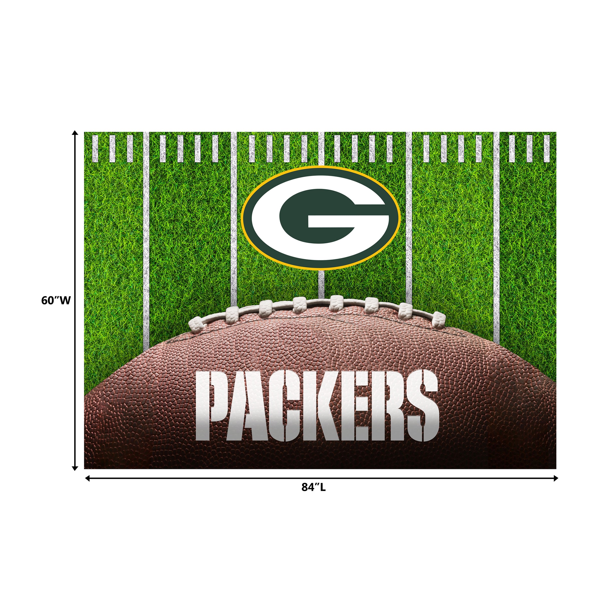 Green Bay Packers 5X7 Football Field  Washable Area Rug