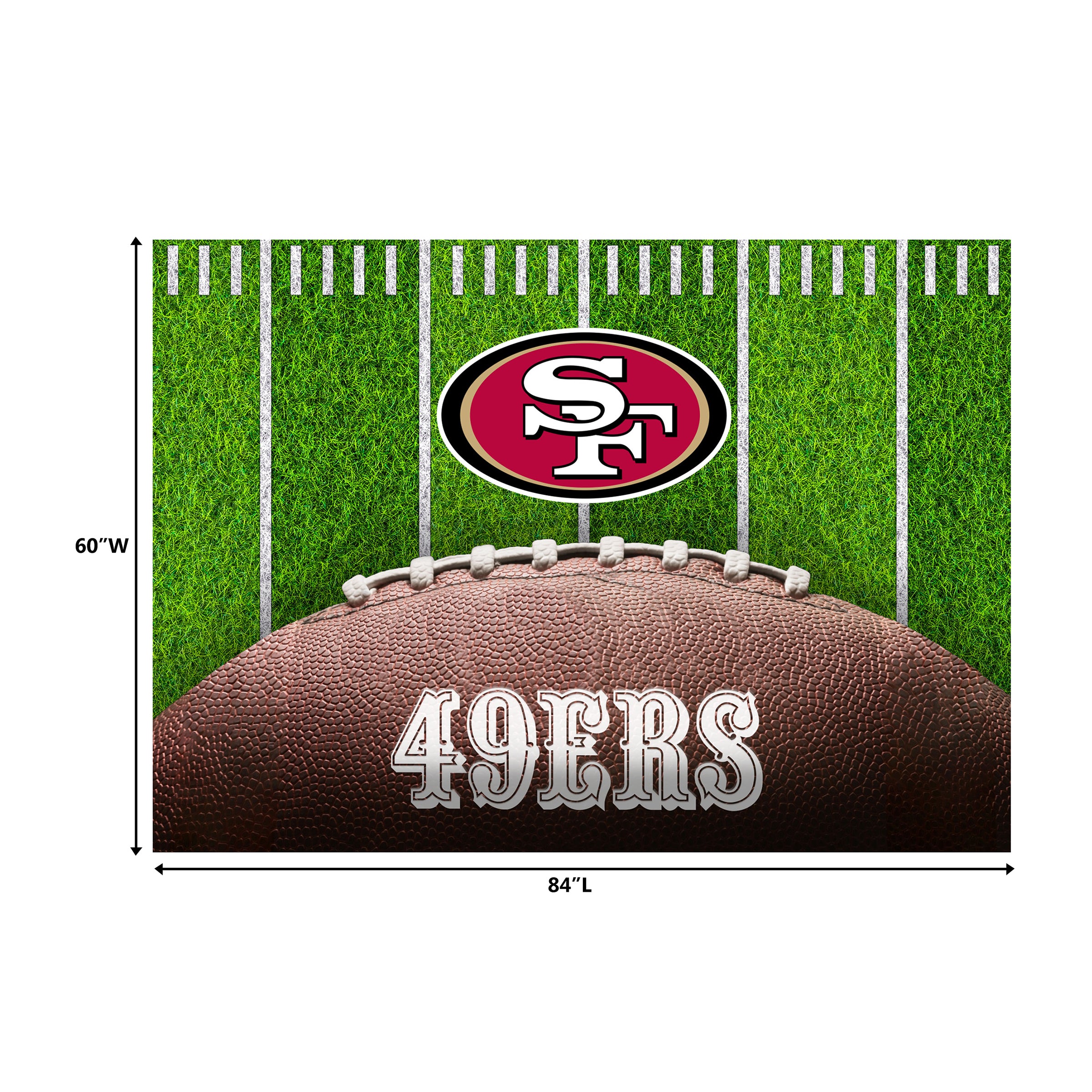 San Francisco 49ers 5x7 Football Field Washable Area Rug