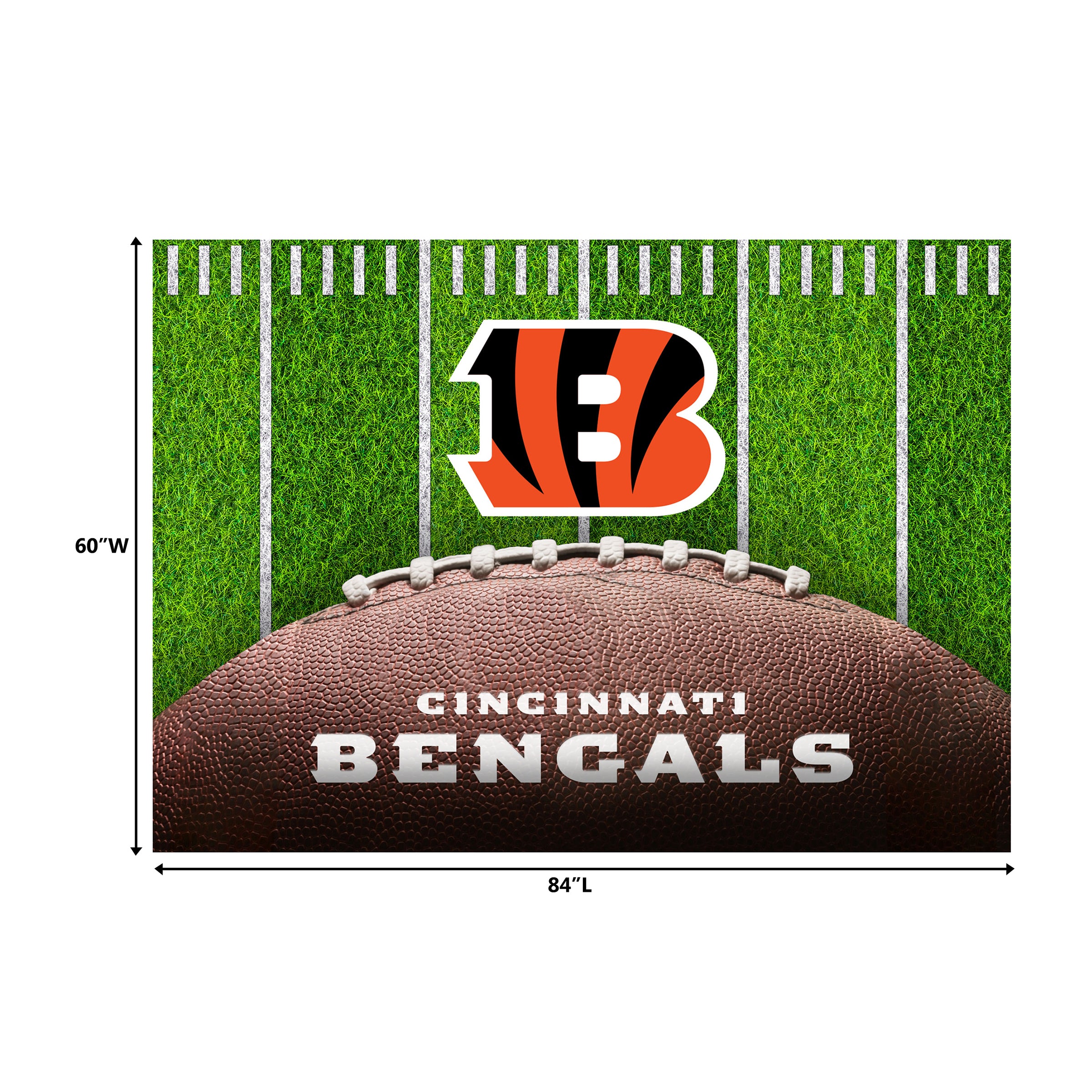 Cincinnati Bengals 5x7 Football Field Washable Area Rug