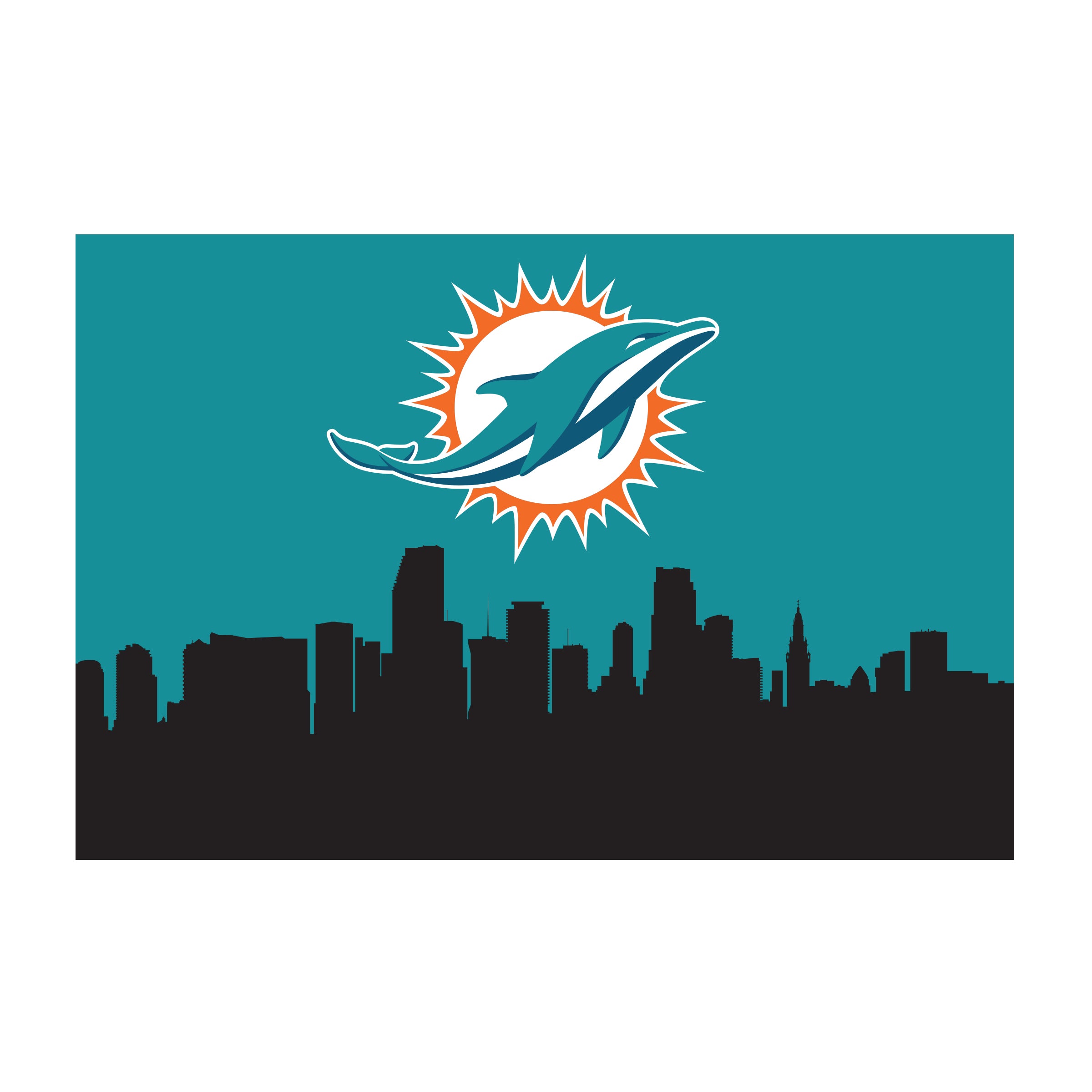 Miami Dolphins 2x3 Hometown Washable Area Rug