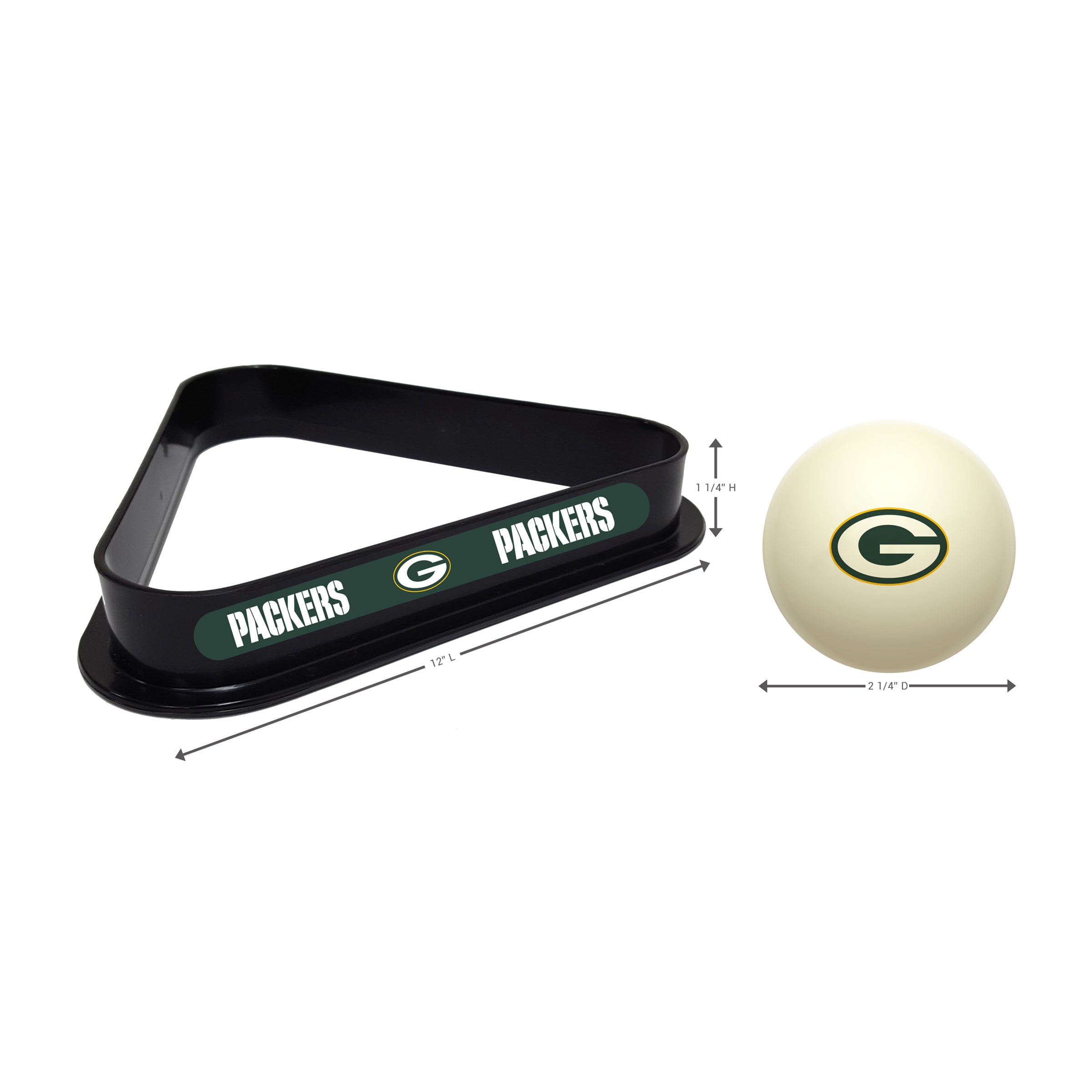 Green Bay Packers Cue Ball & Ball Rack Set