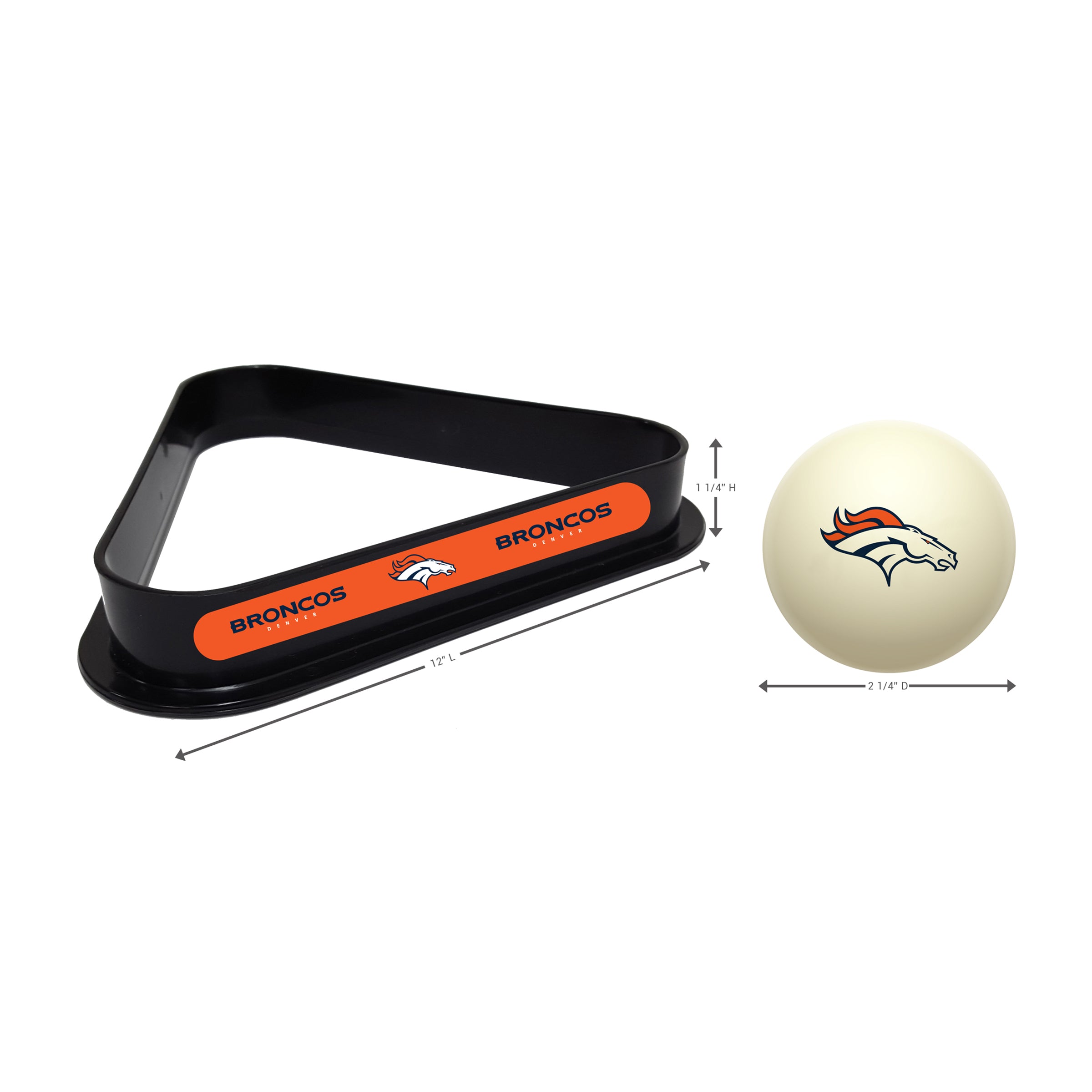 Denver Broncos Cue Ball & Ball Rack Set