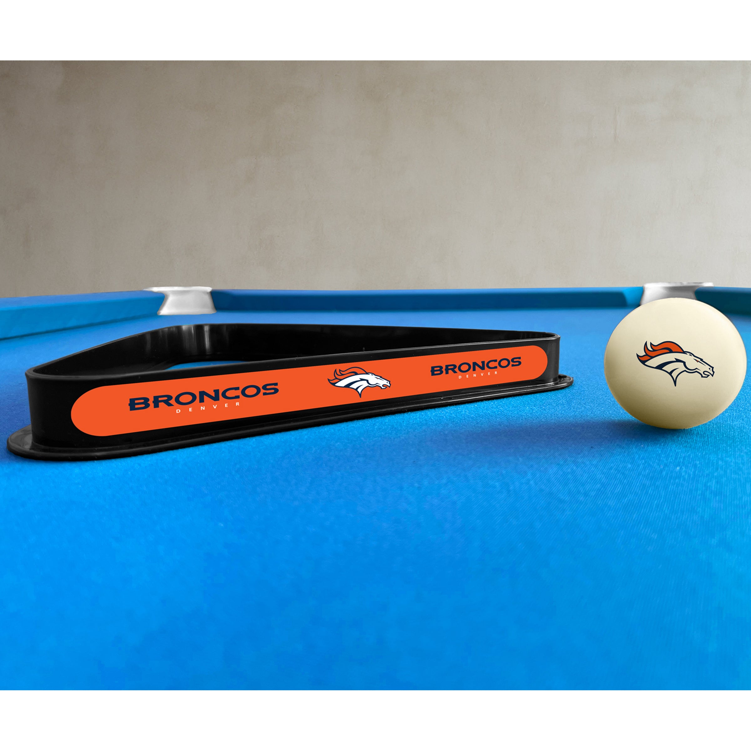 Denver Broncos Cue Ball & Ball Rack Set