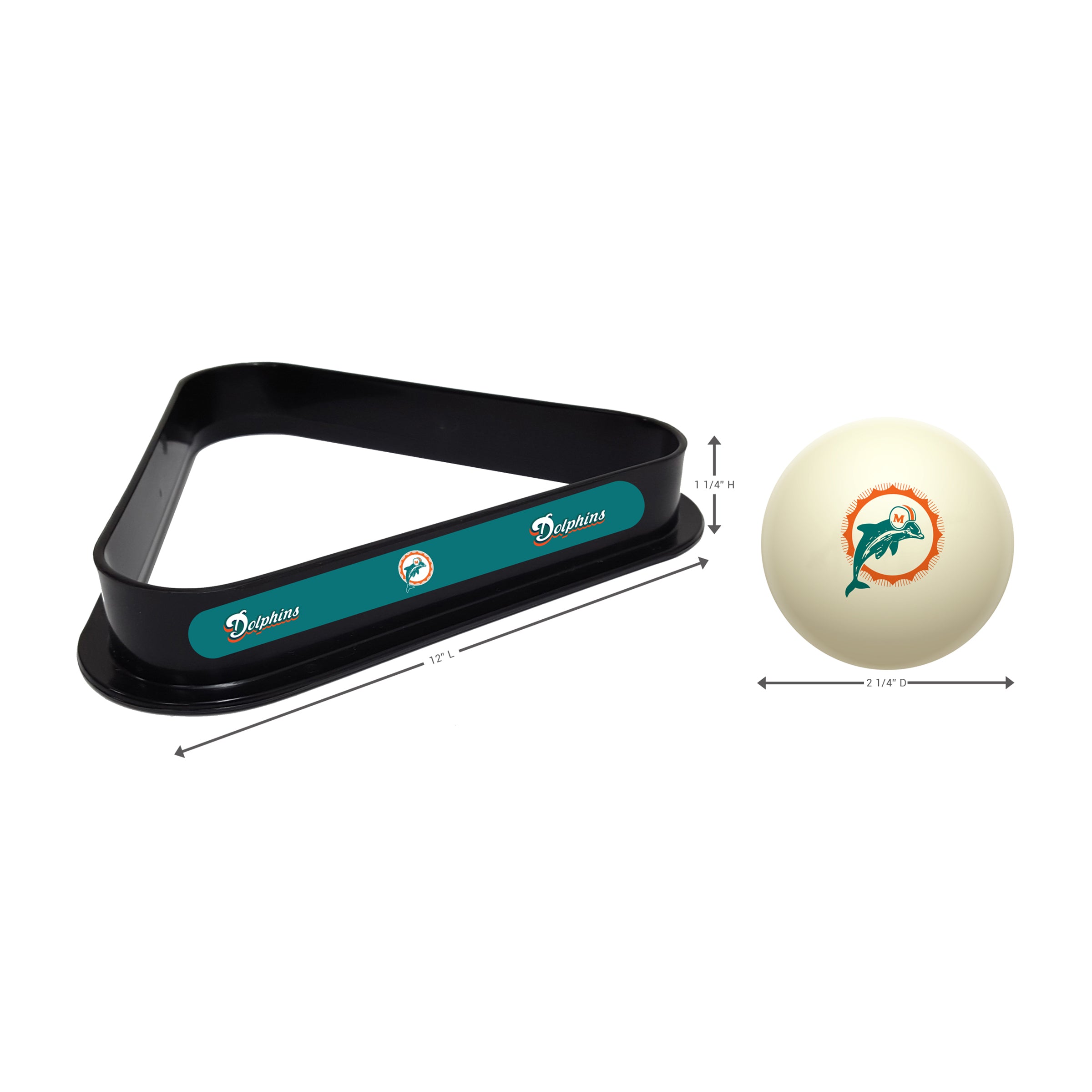 Miami Dolphins Cue Ball & Ball Rack