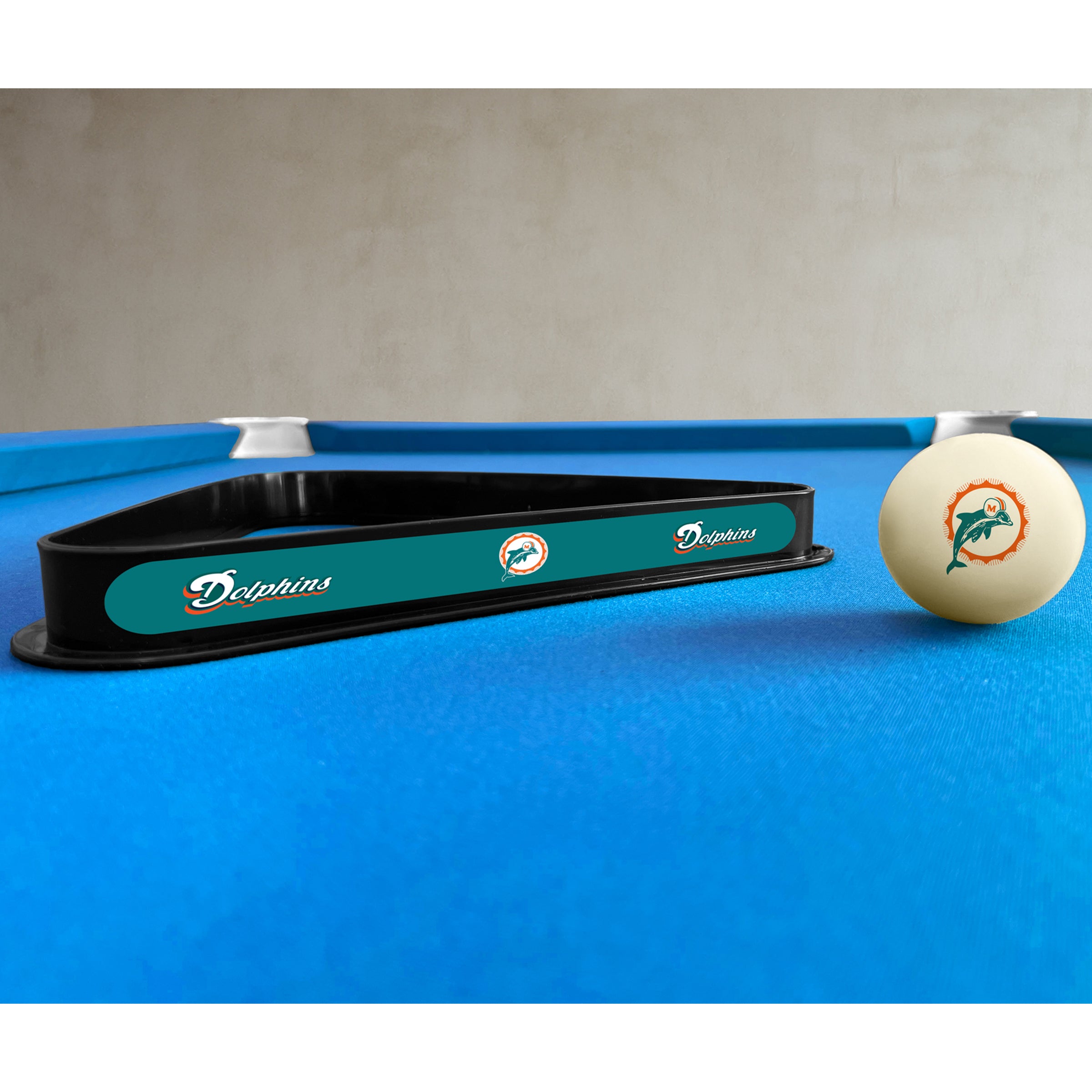 Miami Dolphins Cue Ball & Ball Rack