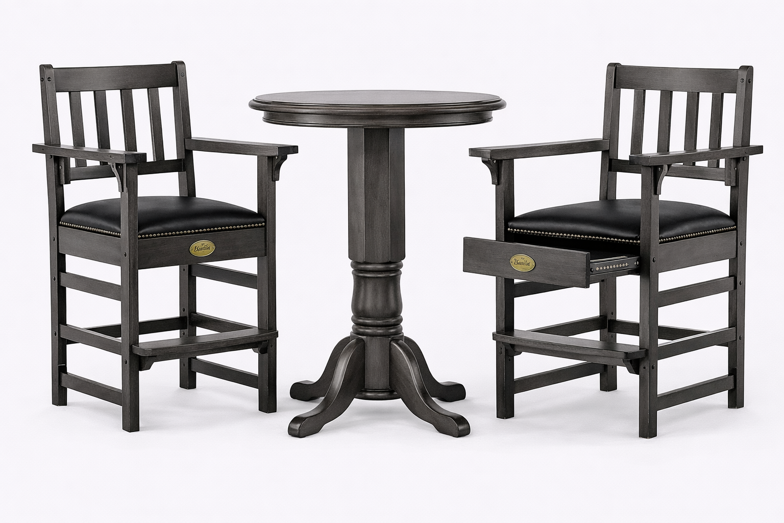 Spencer Marston Pub Deluxe Plus Table and 2-Chair Set - Smoked Walnut