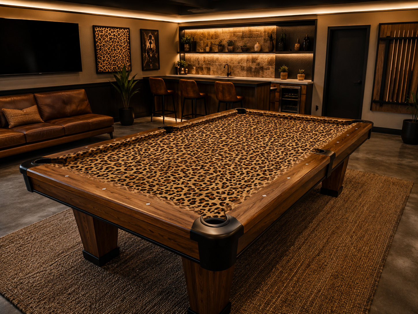 Leopard Print Custom Pool Table Felt Any Design 7ft 8ft 9ft Billiard Cloth