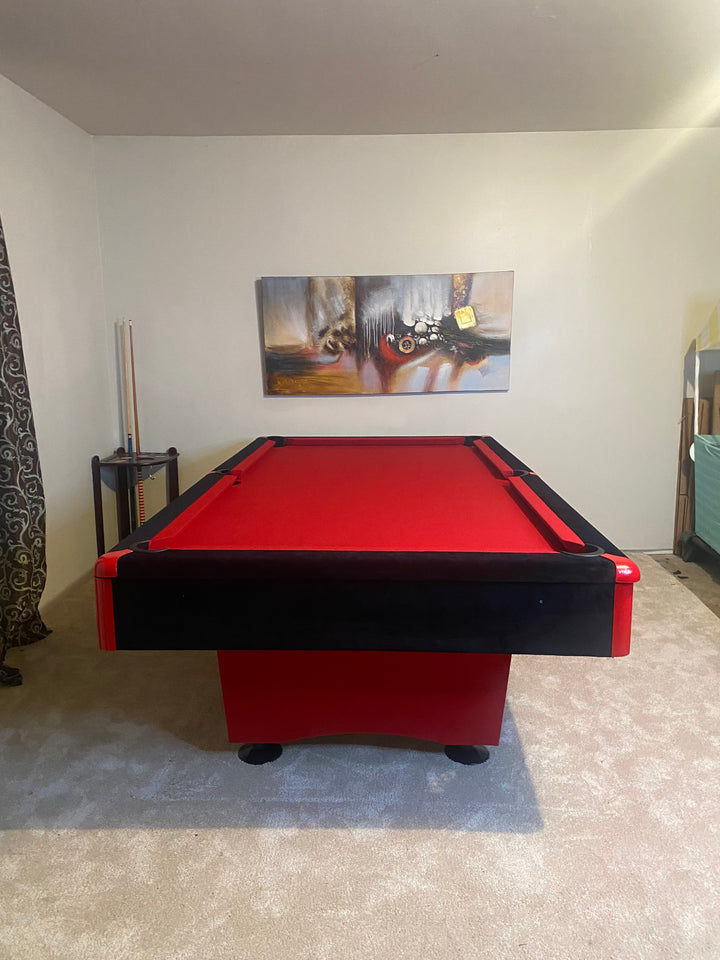 Red and Black Suede Pool Table