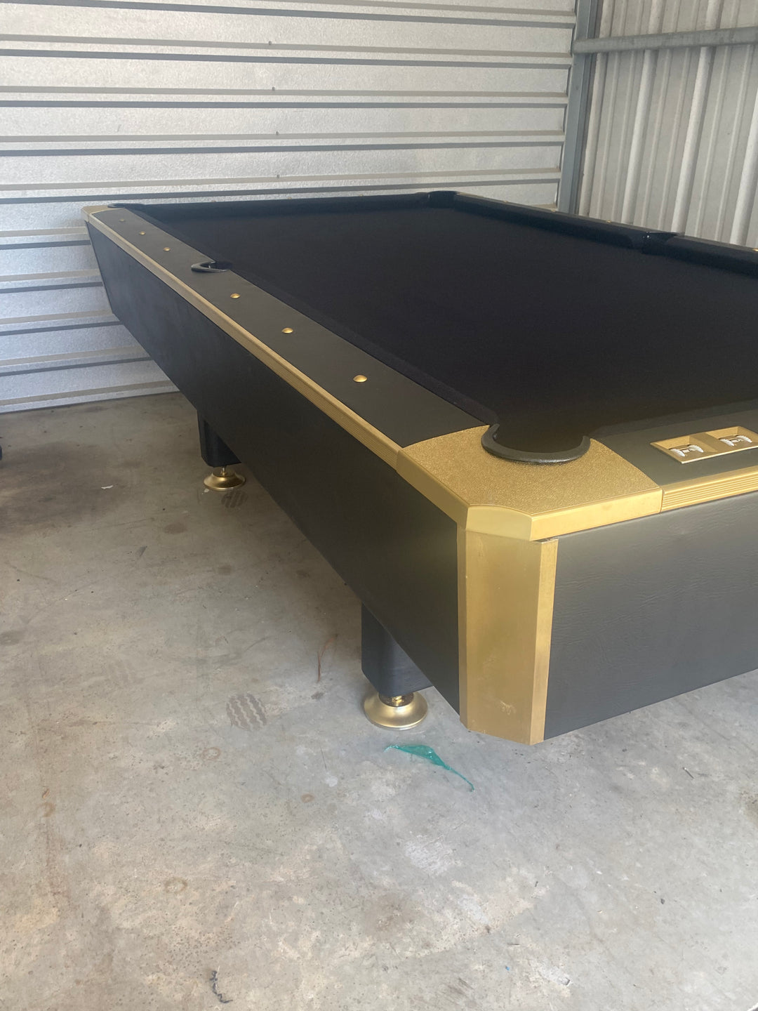 Black and Gold Used Custom Pool Table