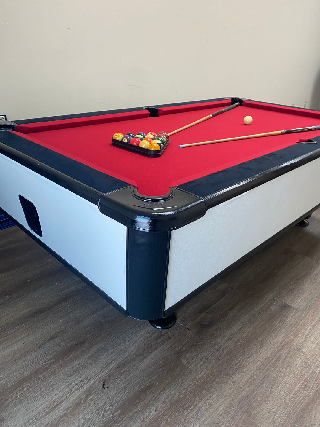 Red/Black Suede/White Ball Return Pool Table