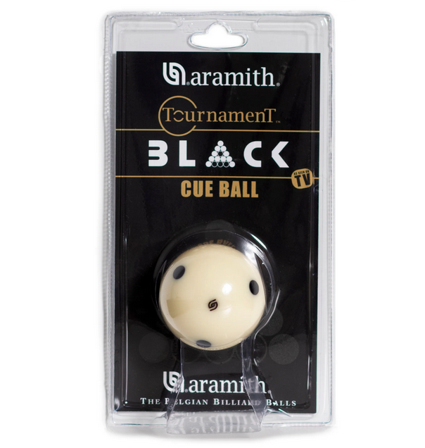 TOURNAMENT BLACK CUE BALL 57.2 MM WITH 6 BLACK DOTS UNDER BLISTER