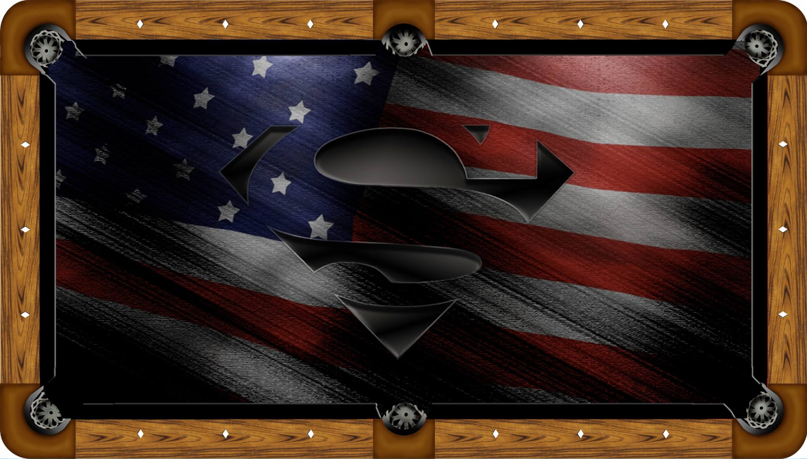 Super man American Flag Custom Pool Table Felt