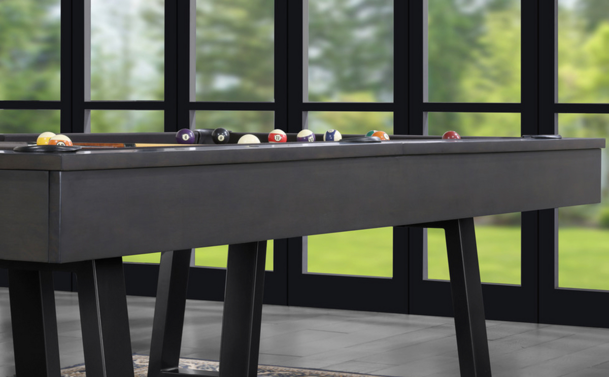 Pool Table Scroll Base Axial 8' Pool Table in Smoke w/Black Base – Mr. Everythingpooltable