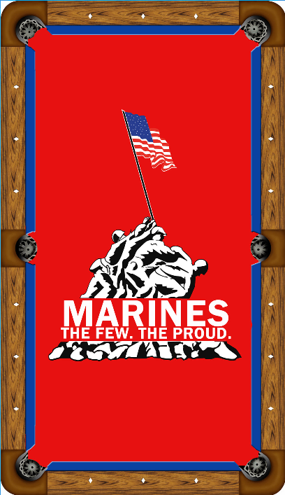 Marines and Flag Custom Pool Table Felt